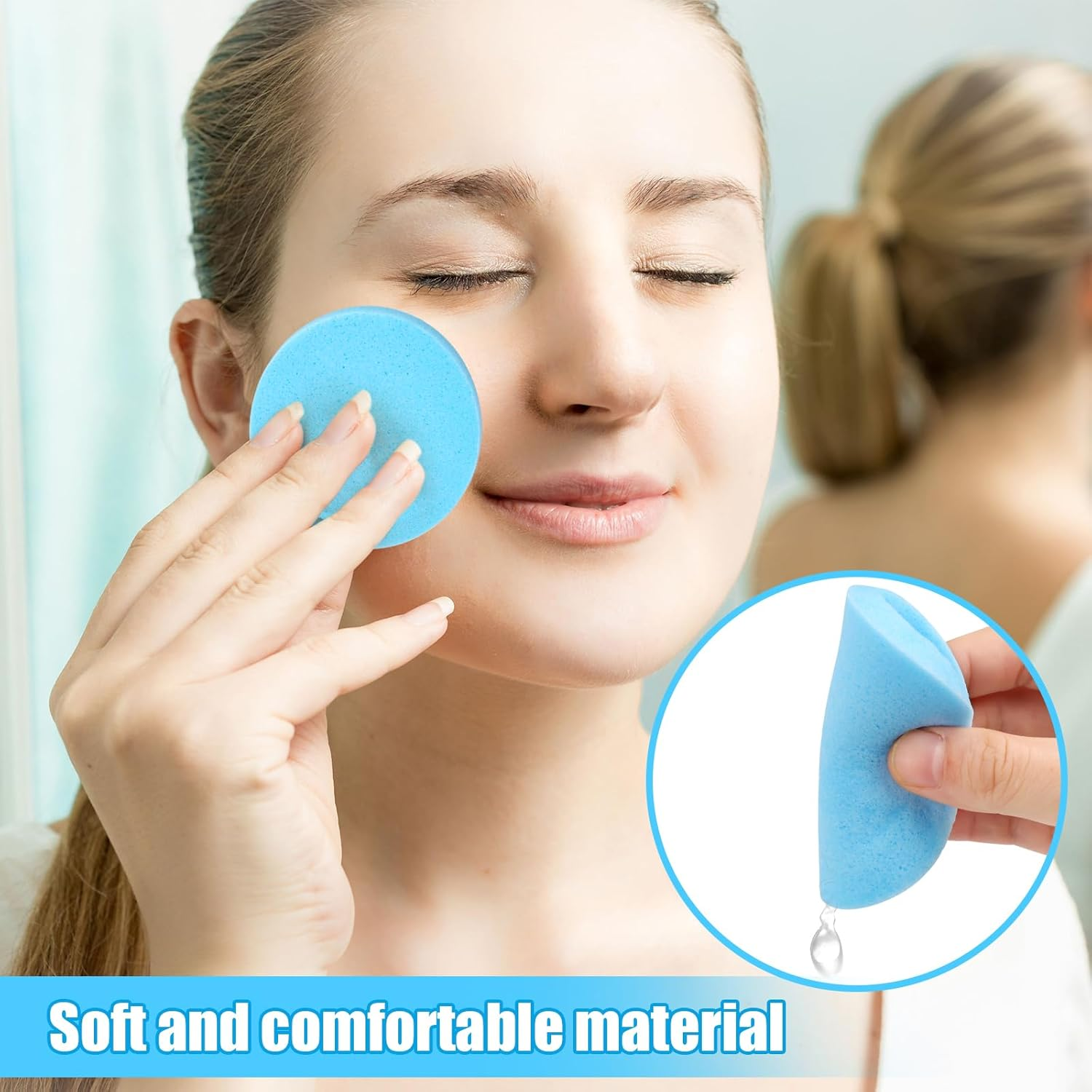 120 Pcs Facial Sponge Compressed, Luxiv Face Cleansing Sponge Estheticians Compressed Makeup Facial Sponge round Wash Face Sponges for Women Compress Exfoliating Removal Sponge (Blue)