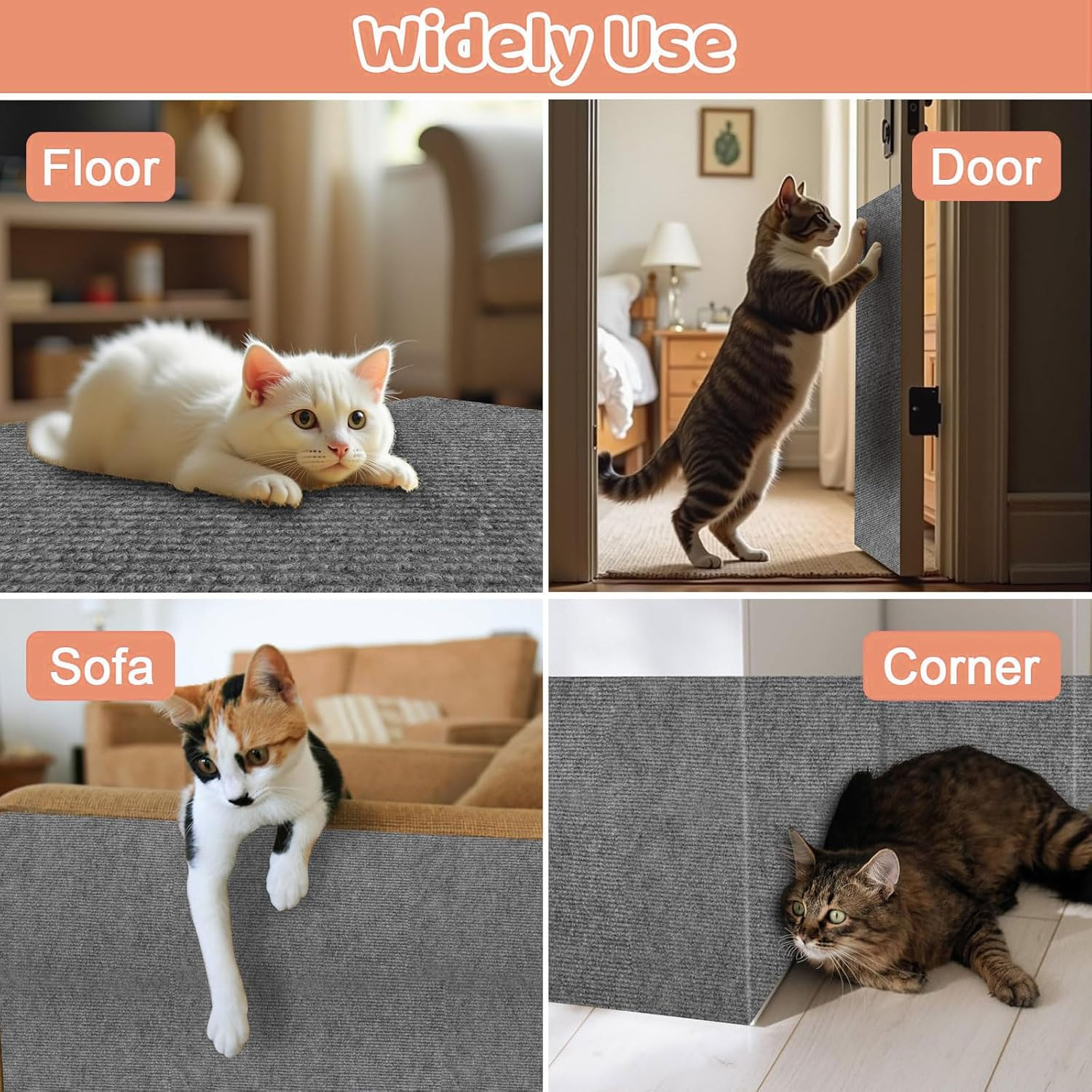 Lyvixora Cat Scratch Furniture Protector Mat, Self-Adhesive Couch Protector, anti Scratch Post Carpet