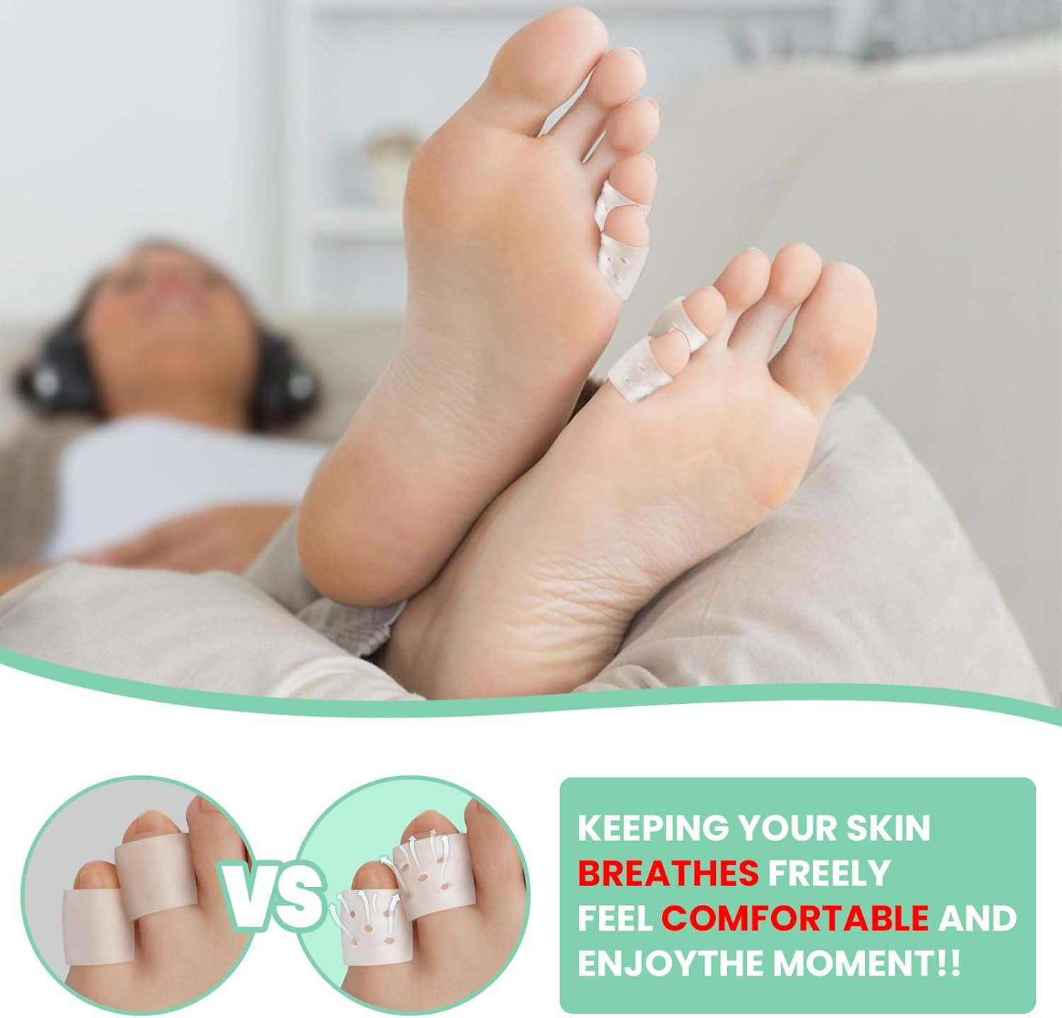 Pinky Toe Protector, (10Pcs-Clear, S Size) Gel Toe Sleeves, Toe Guards with Aloe Vera Extract, Breathable Toe Cushions for Rubbing, Corn, Blister, Toenails Loss, Hammer Toes image number 1