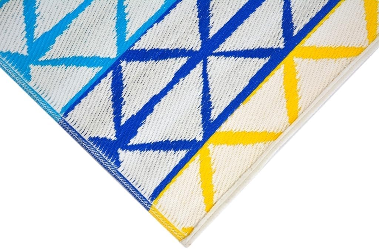 Rug Club Alfresco 2685 Reversible Outdoor Chatai Rug, 120 Cm X 170 Cm Size, Aqua Yellow image number 6