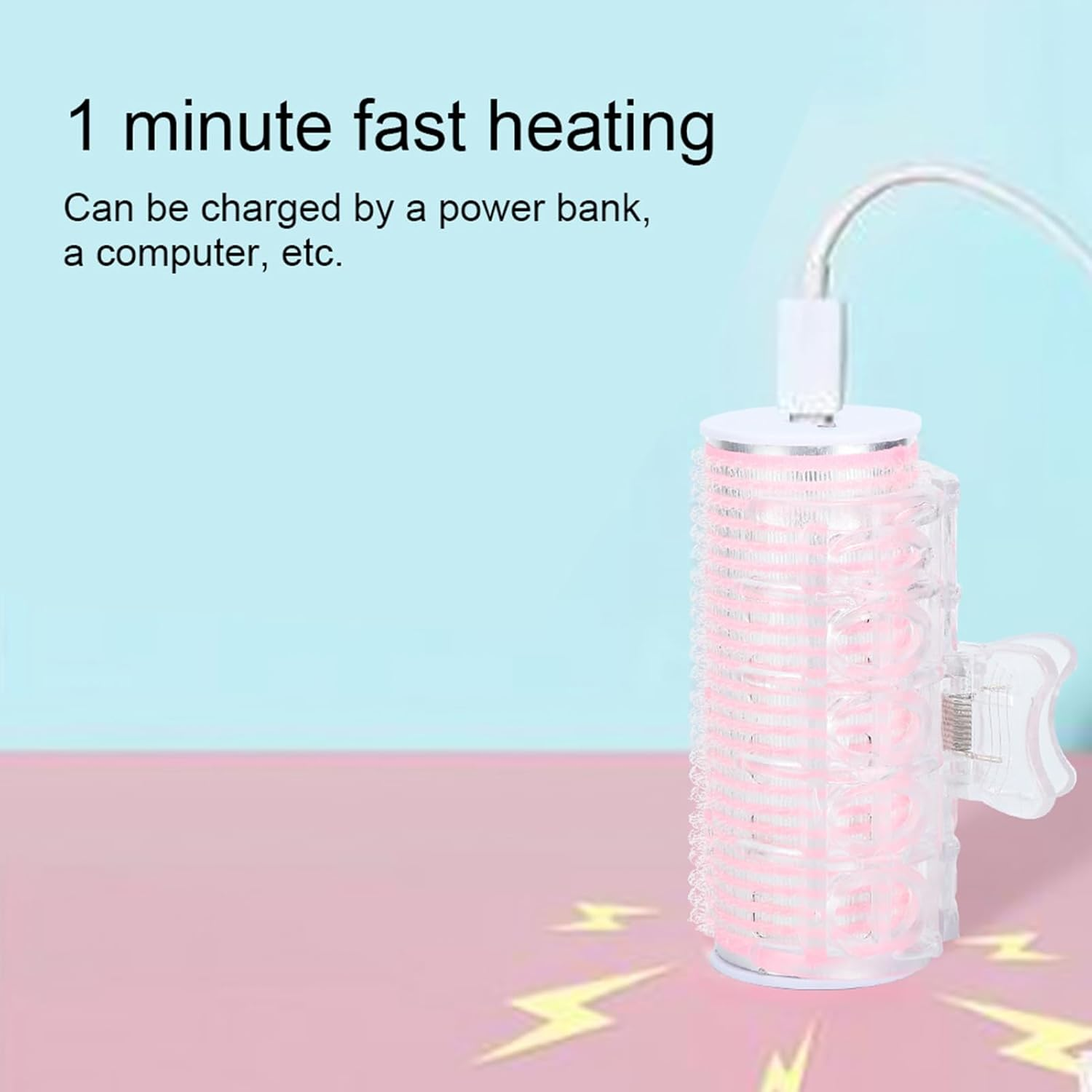 Glomora USB Instant Heat Ceramic Hot Curler, Portable Curler for Bangs, Hair Styling Tool, Mini Electric Curler, DIY Hairdressing Tool for Women, Girls, Make Up image number 1