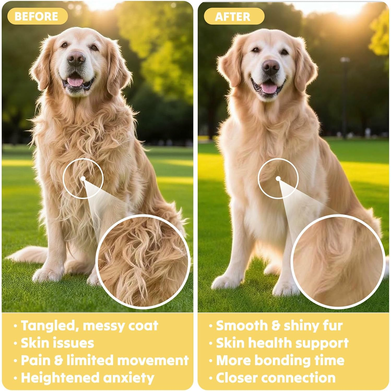 Cat & Dog Grooming Brush &ndash; Dematting Comb & Undercoat Rake for Medium to Long Hair Pets, Easy One-Click Hair Removal image number 2