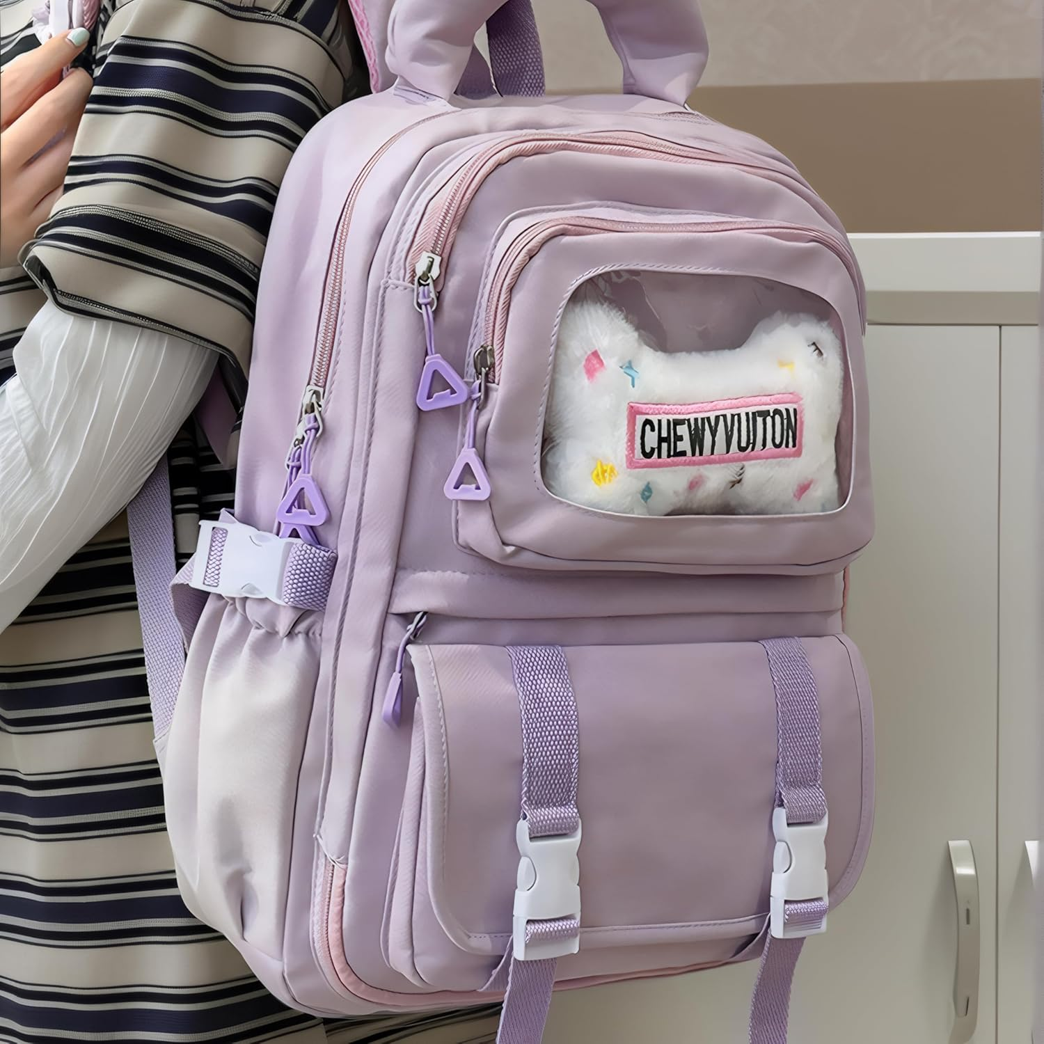 Lifelix Kawaii Backpacks Cute Bookbag for Girls Aesthetic School Schoolbag with Accessories - Purple image number 2