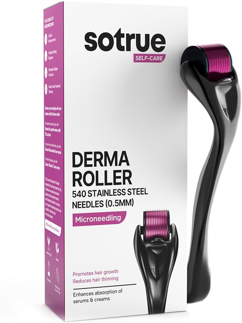 Sotrue Hair Growth Derma Roller 0.5 Mm with 540 Titanium Needles, Activates Hair Follicles, Repairs Damaged Hair, for Hair Fall & Hair Thickening, Reduces Acne Scars, Safe & Effective to Use image number 5