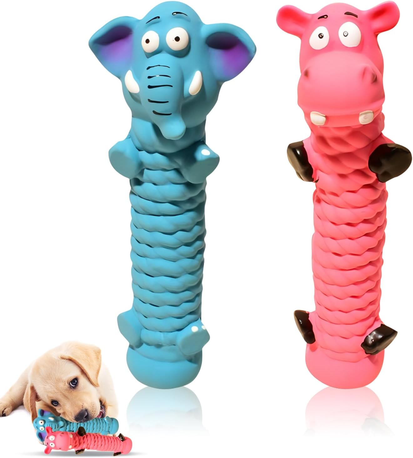 PLUSHCEWT 2 Pcs Dog Chew Toys,Squeaky Dog Toys for Boredom,Cute Cartoon Style Latex Strong Dog Toys,Squeaky Dog Toys for Aggressive Chewers,For Large Medium and Small Breed Dog image number 5