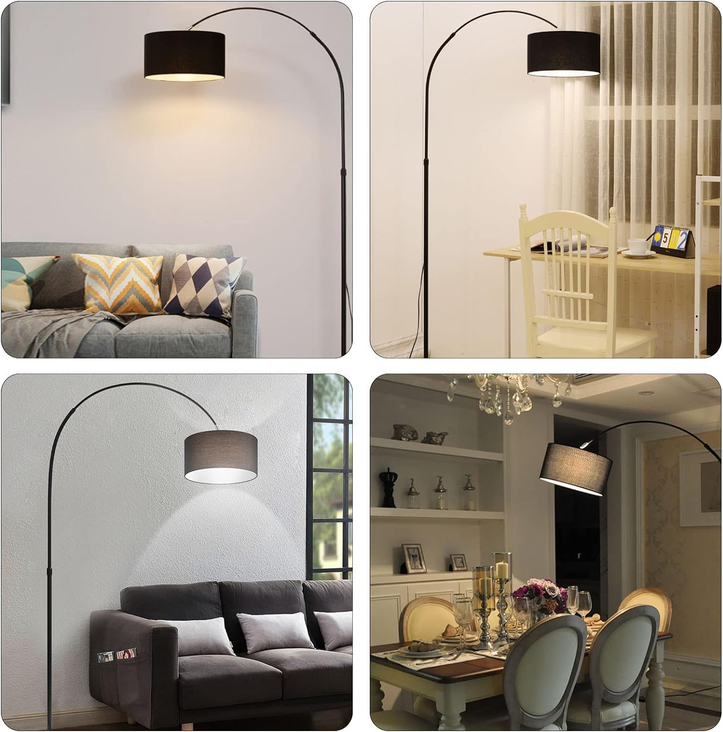 Sumkyle Arc Floor Lamp, Modern Standing Lamp with 12W LED Bulb, Adjustable Color Temperature LED Lighting for Bedroom, Living Room, Study Room (Black) image number 5