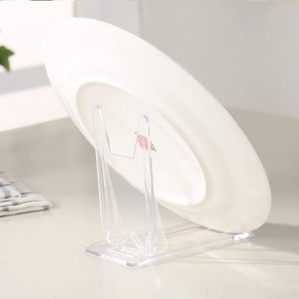 12 Pieces Two Part Adjustable Clear Acrylic Plastic Display Stand Easel Acrylic Plate Stands Plastic Display Picture Plate Holders for Home Office Supplies Festival Party Decoration image number 3