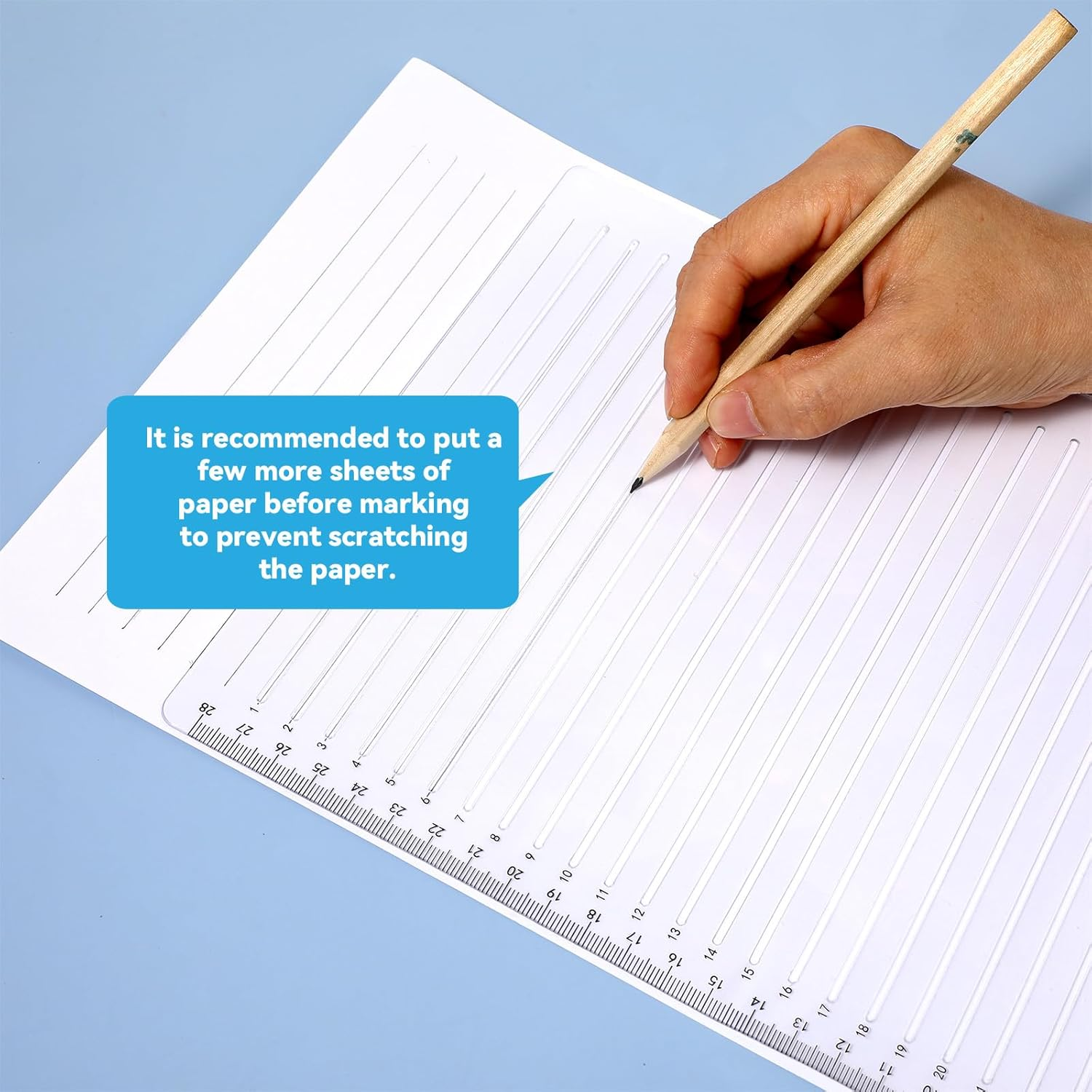 Xinjoduz Plastic Straight Line Stencil Template 11.7"&times; 8.1" Clear Line Spacing Journal Stencils Drawing Calligraphy Stencils Measuring Ruler Template Envelope Supplies for Card Paper Lettering Writing image number 5