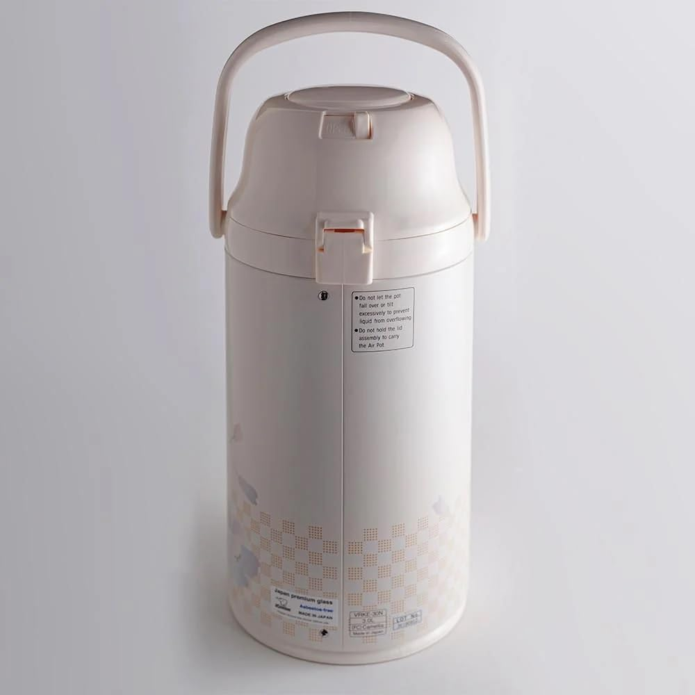 Zojirushi Glass-Liner Air Pot Beverage Dispenser with Swivel Base, 3.0 L, Camellia, VRKE-30N FC, Made in Japan image number 3