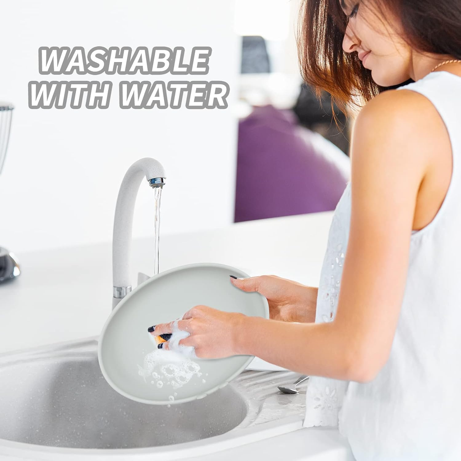 Feeding Bowls for Cats, Silicone Bowl, Wide Cat Food, Water Bowl, Feeding Bowl, Flat Cat Bowl, Milk Bowl for Kittens, Kitty Dogs, Pets for Dry Food and Wet Food (Grey) image number 6