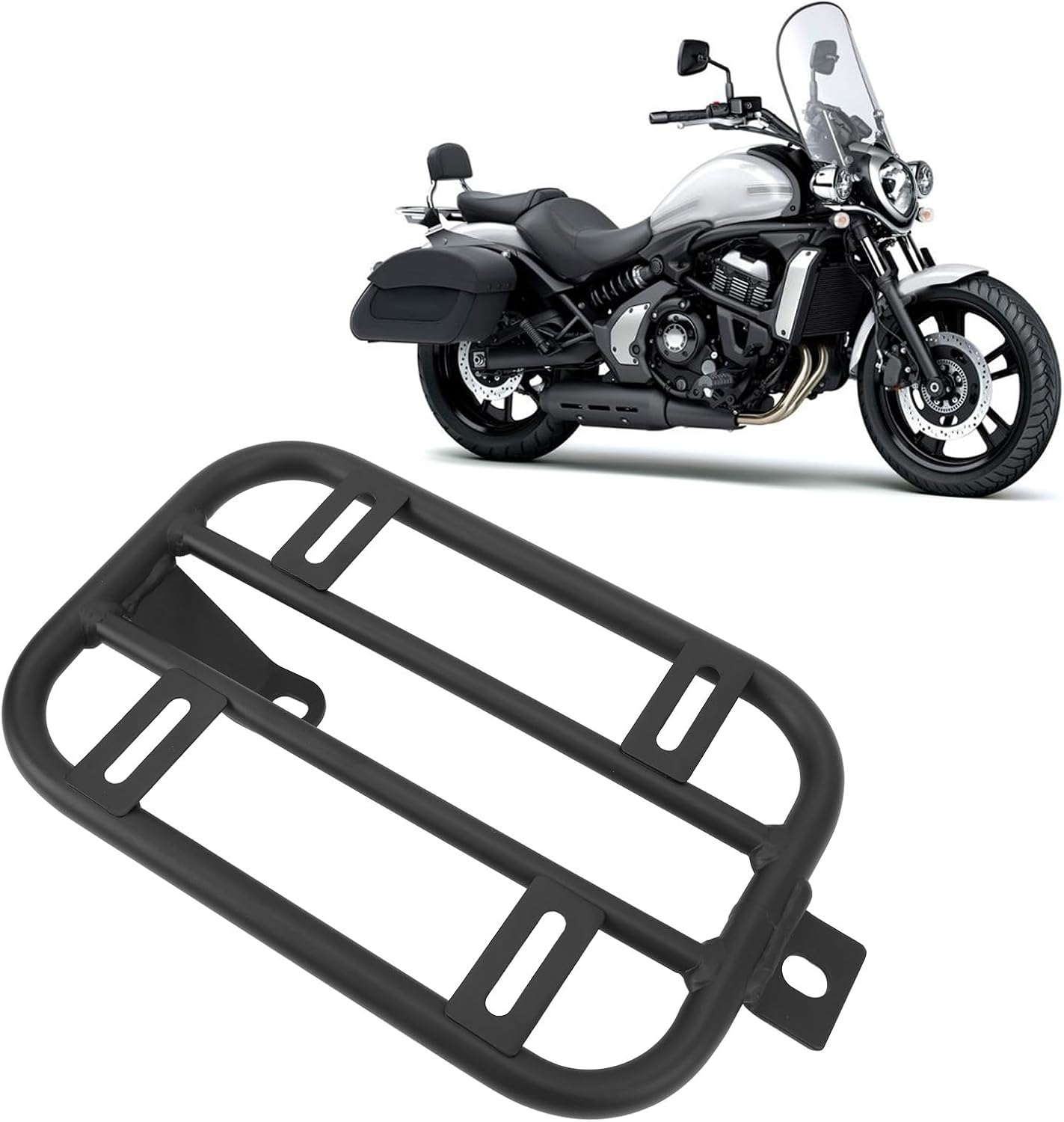 Motorcycle Rear Seat Luggage Rack for Vulcan S 650 Cafe, Detachable Two up Seat Luggage Rack Support Shelf, Motorbike Expandable Cargo Carrier Bracket image number 1