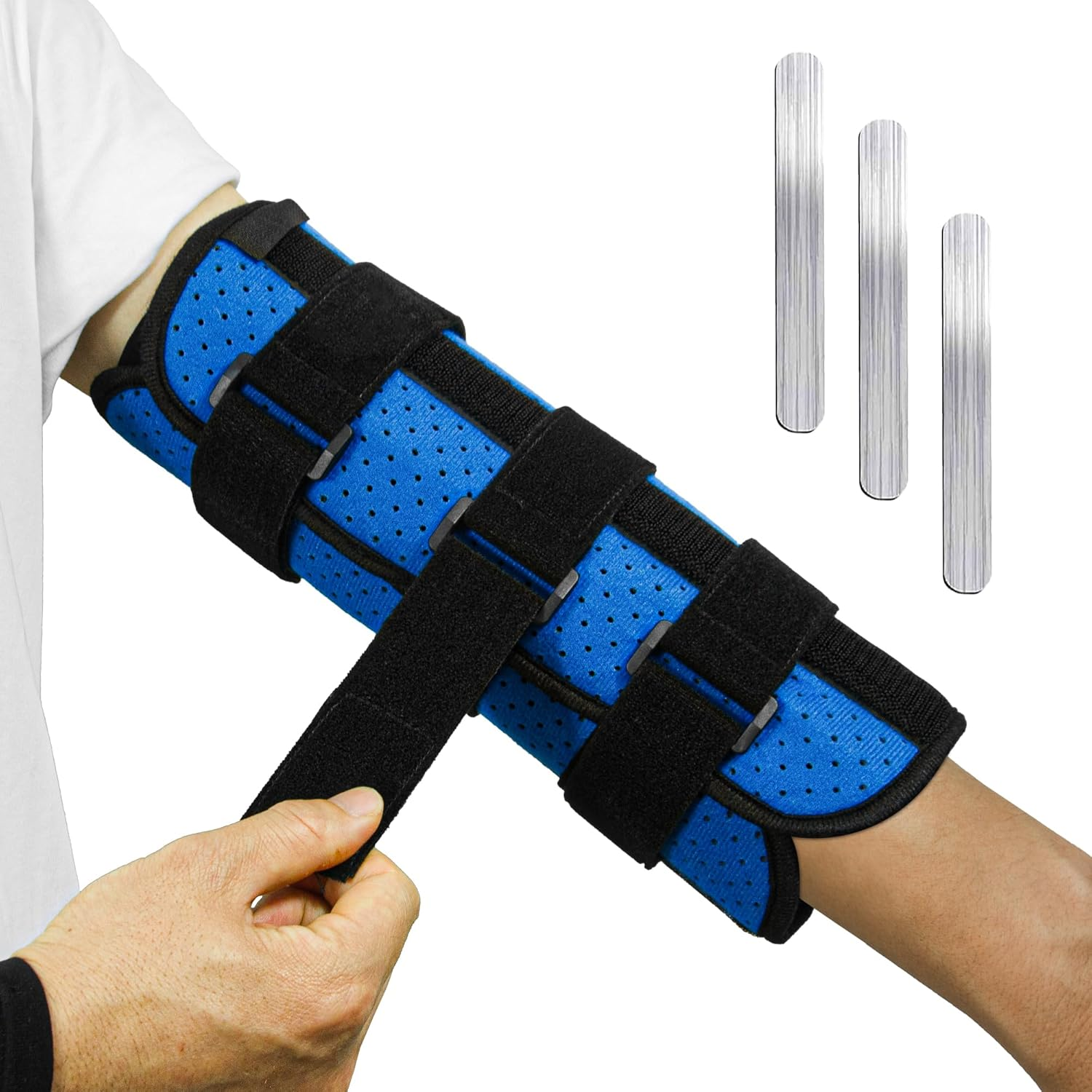 Elbow Brace with 3 Removable Splints for Cubital Tunnel Syndrome, Ulnar Nerve Pain, Stroke Recovery & Arm Injury, Adjustable Night Immobilizer for Men & Women, Left & Right Arm Support image number 4