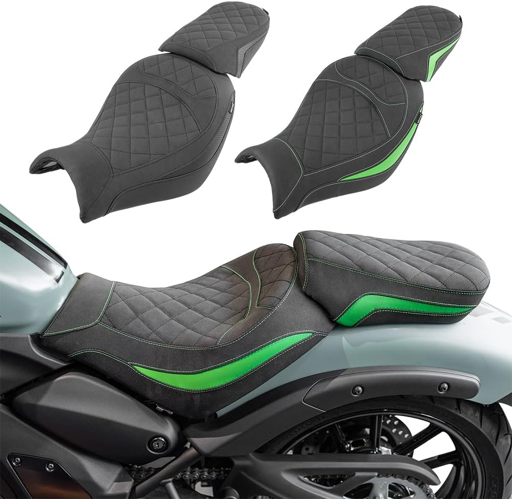 Comfortable Seat Pad Cushion Replacement for Vulcan S VN EN 650 VN650 EN650 2015-2024 Motorcycle Front Driver Rear Passenger Seat Covers Pressure Relief Touring Pillion Saddle, Black-1 Set image number 6