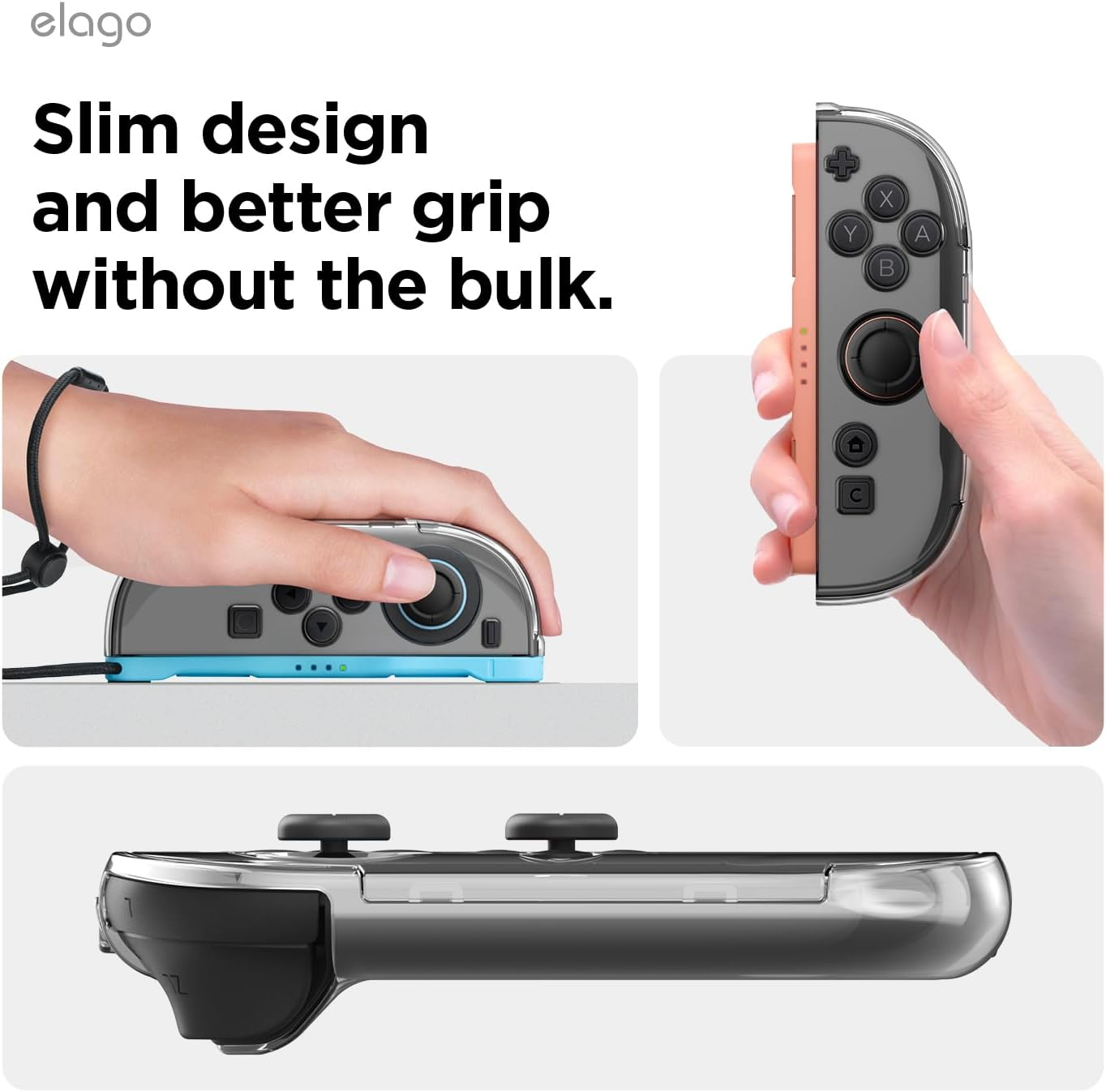 Elago Clear PC Case Compatible with Nintendo Switch 2, Hard PC Shell Cover, Shock Resistant, Full Body Protection, Comfortable Grip, Anti-Scratch (Transparent)