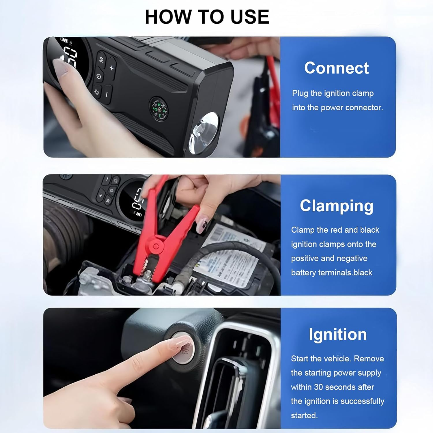 Jump Starter with Air Compressor: 600A Battery Jumper Starter Portable for up to 7L Gas and 4L Diesel Engines, 39800Mah Tire Inflator with USB Ports, Multifunctional Portable Digital Display Car image number 1
