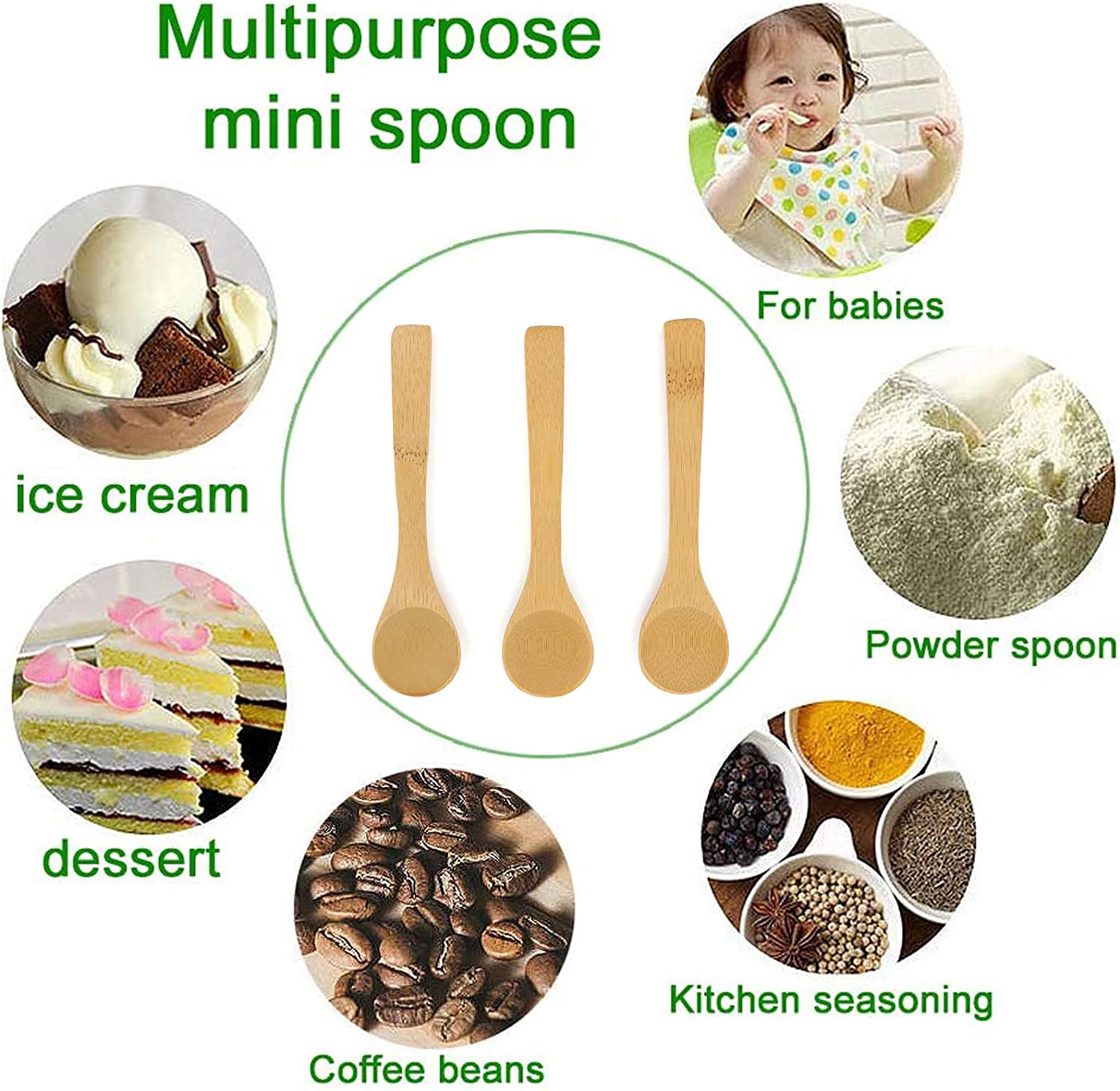 5Pcs Small Wooden Spoons, Mini Bamboo Condiment Salt Spoons Tasting Spoons Honey Teaspoons for Seasoning Coffee Tea Sugar Jam