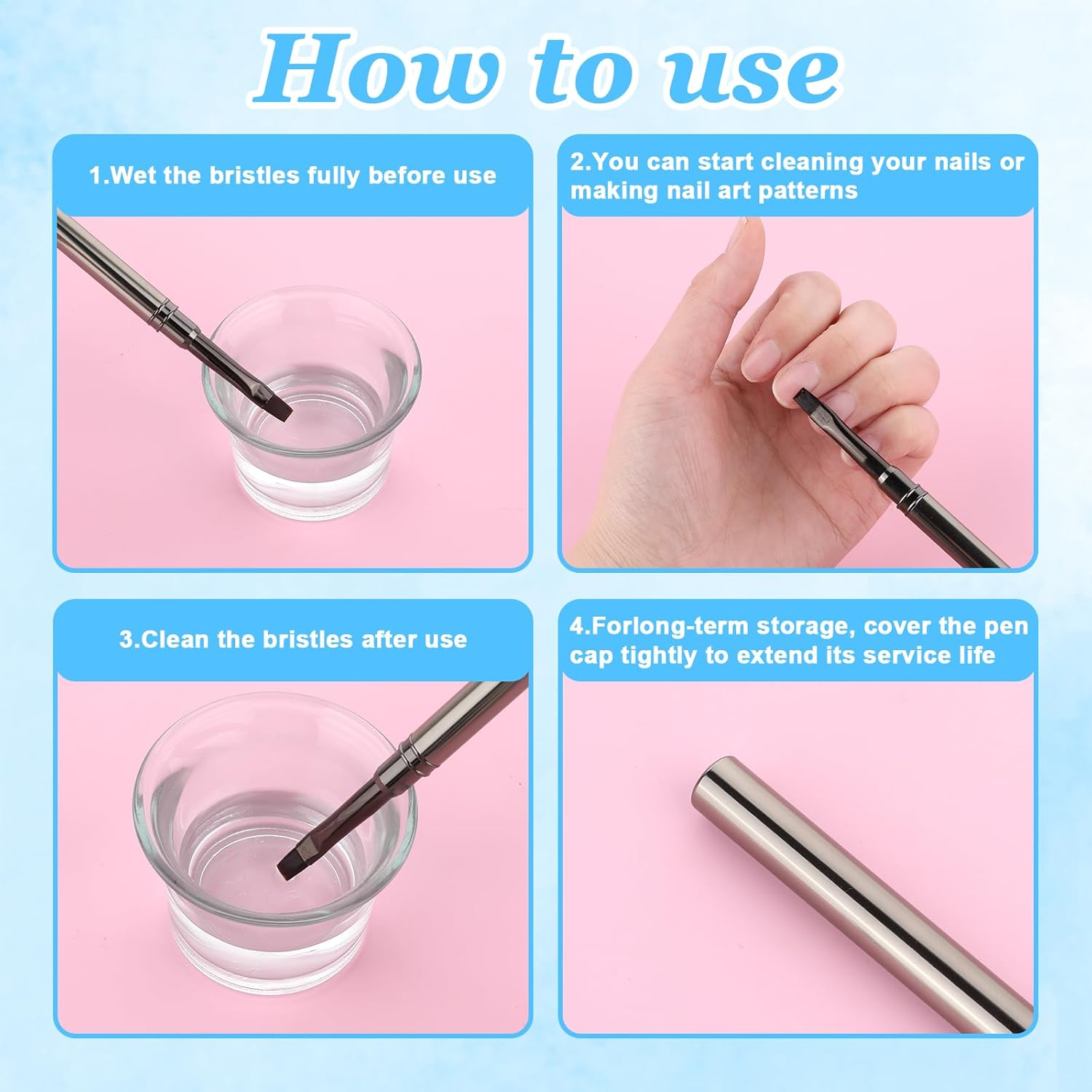 3PCS Nail Art Clean-Up Brushes Set, Flat,Oval,Fine Angled Gel Nail Brushes, Angled round Flat Brush Acetone Resistant for Manicure Design DIY and Cleaning Polish Mistake on the Cuticles image number 4