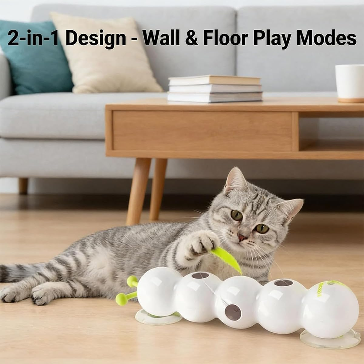 Whack a Worm Post Cat Toy, Whirlie Fun Smart Motion Paw Worm Cats Toys with Worms Design, Whack a Worms Post Cat Toys with Suction Cup for Indoor Cats (1PC) image number 6