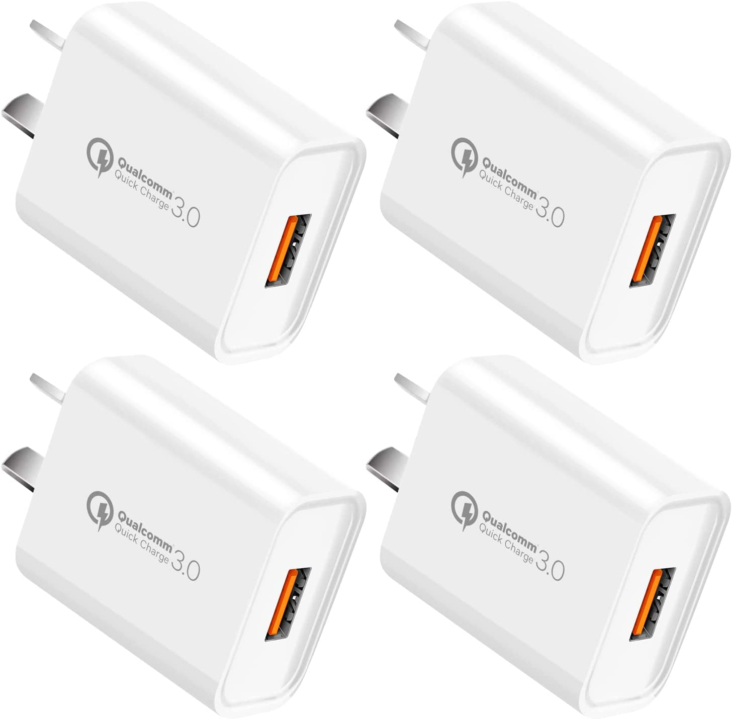 HEYMIX QC 3.0 Charger, 18W Quick Fast USB Wall Charger (4-Pack) AU USB Plug for Wireless Charger Adapter, Fast Charging Plugs Compatible Samsung Galaxy S25 S10 M31, Iphone, Ipad, White image number 6