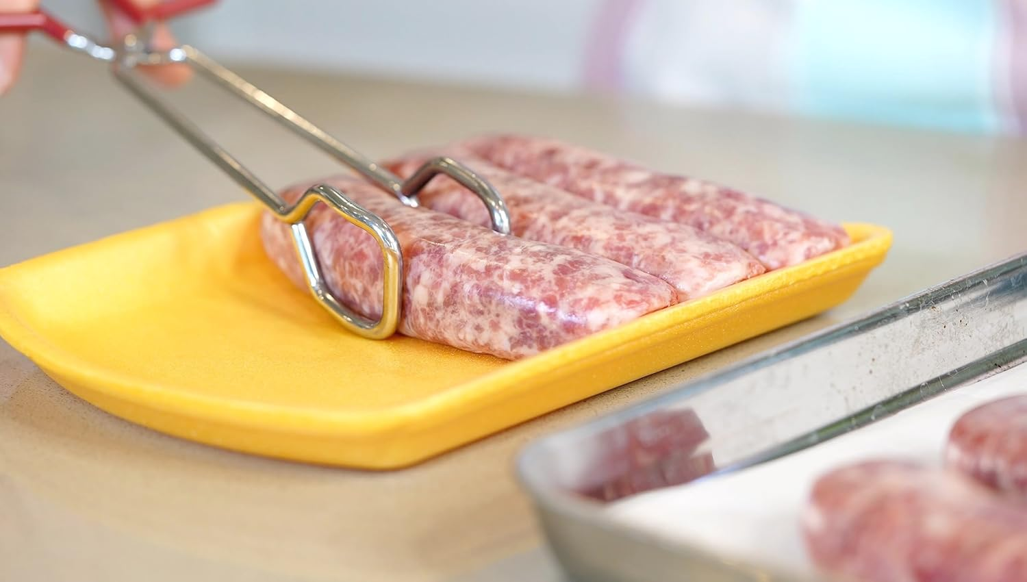 Hiash Stainless Steel Kitchen Tongs Heavy Duty Cooking Tongs Good Grips 10-Inch Scissors Tongs with Comfortable Red Handle for Cooking Barbecue