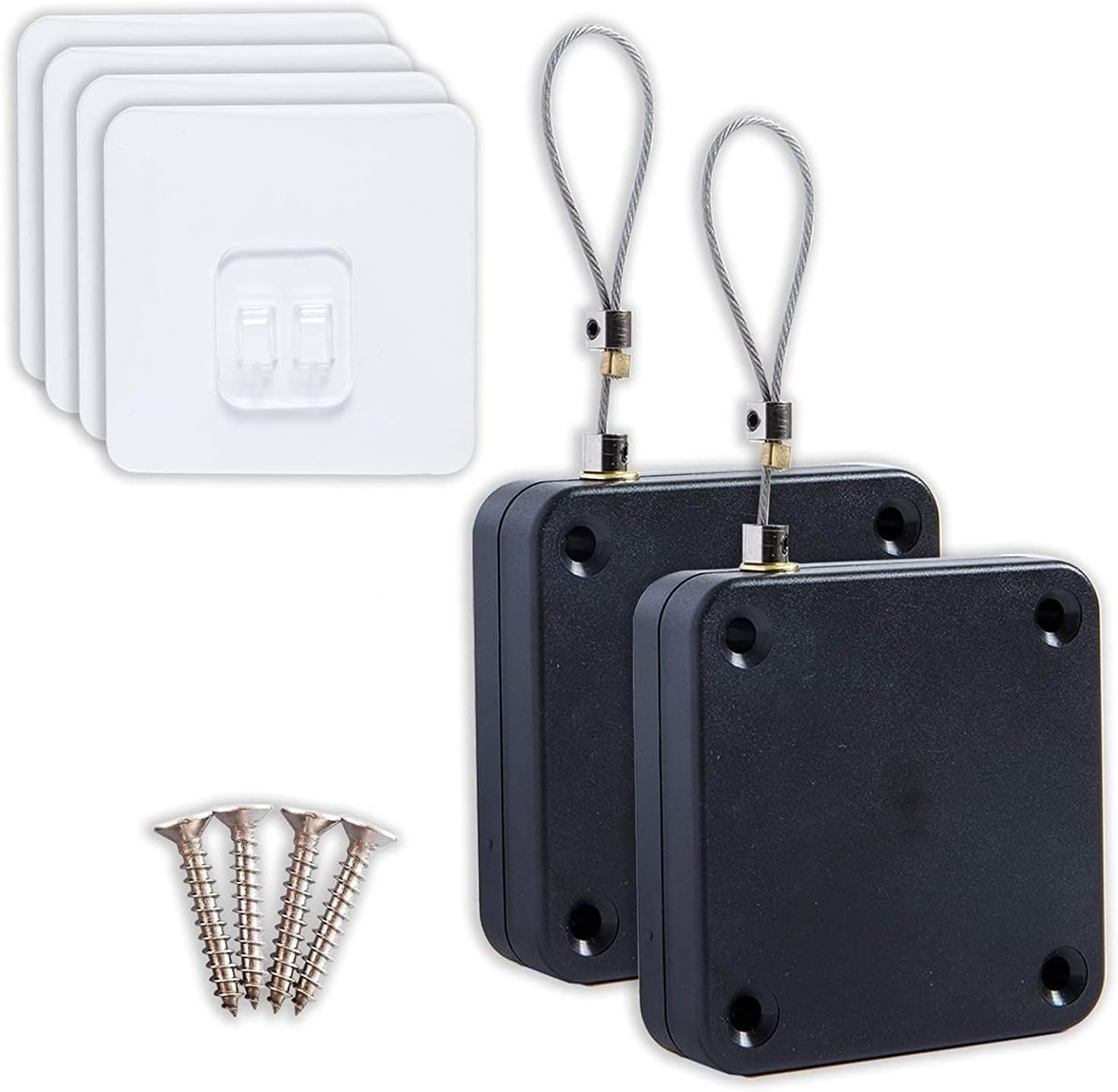 Punch-Free Automatic Sensor Door Closer, Multifunctional Residential Commercial Auto Door Closer with Steel Drawstring, Closer Door for Internal, Home (2 Pack, Black) image number 2