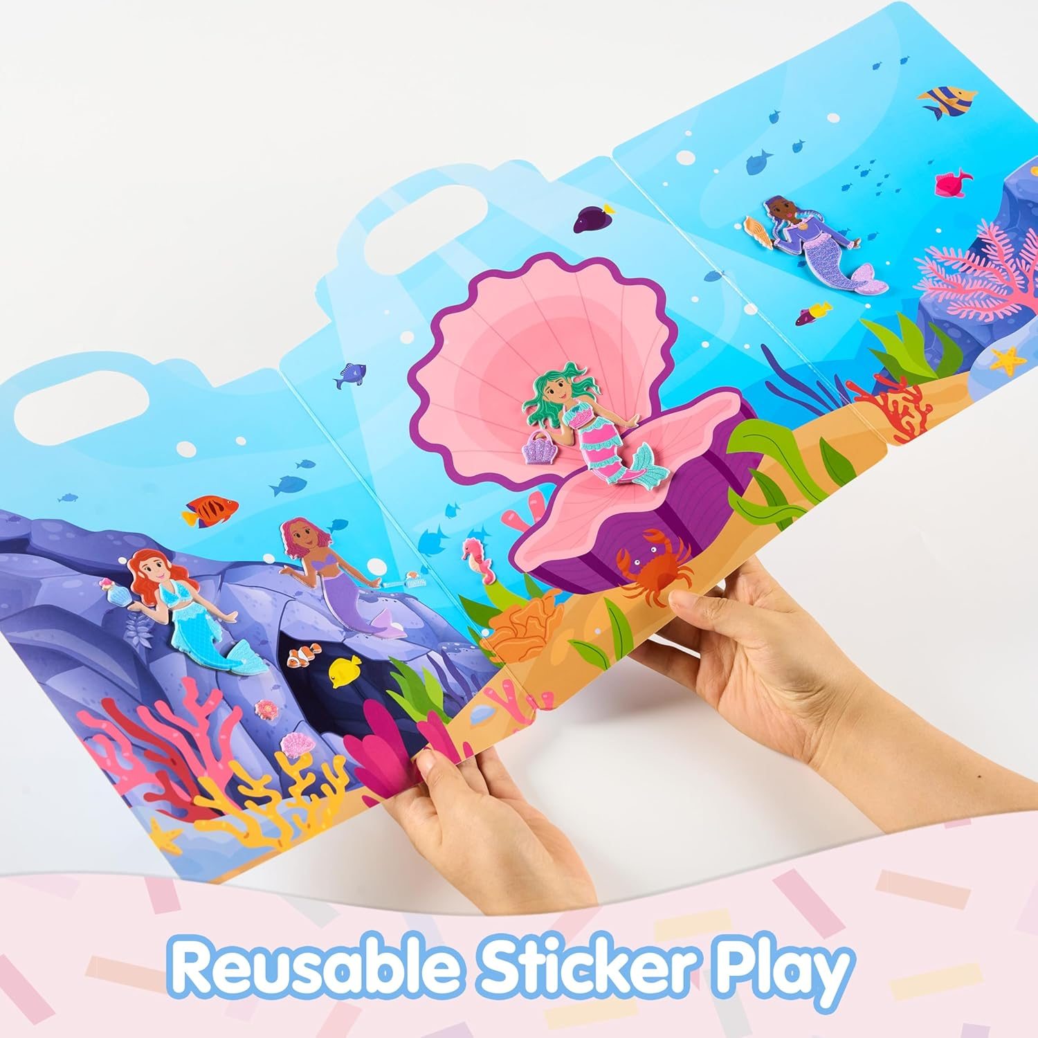 JOYIN 3 Sets Dress-Up Reusable Sticker Book for Toddlers, 3D Sticker Books for Kids 3 4 5, Travel Essentials, Airplane Activity Toys, Crafts Gifts, Birthday Gifts - Fashion, Mermaid, Princess image number 6
