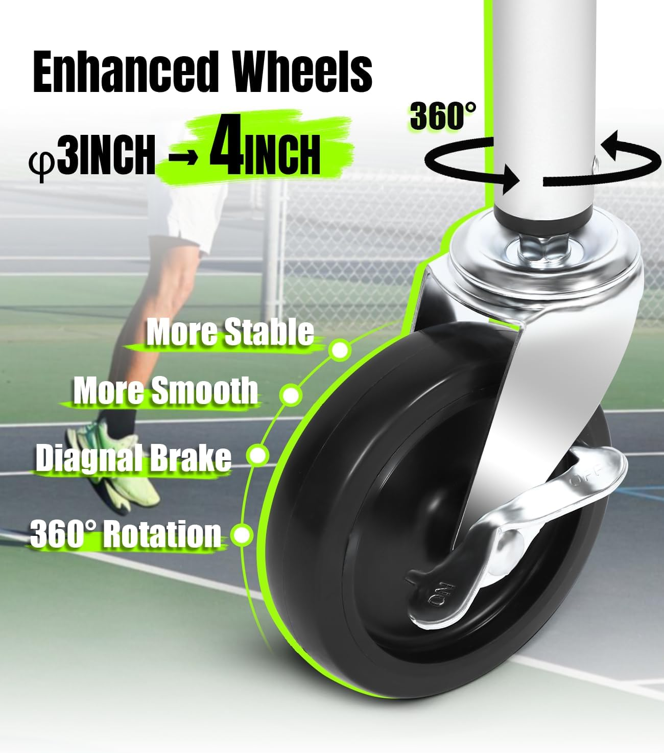 Angooni Professional Foldable Tennis Ball Cart, 2 Capacity Choices - Holds 150 or 240 Balls, Lightweight Waterproof Tennis Ball Hopper, Portable Storage Sports Teaching Cart for Practice and Matches image number 5