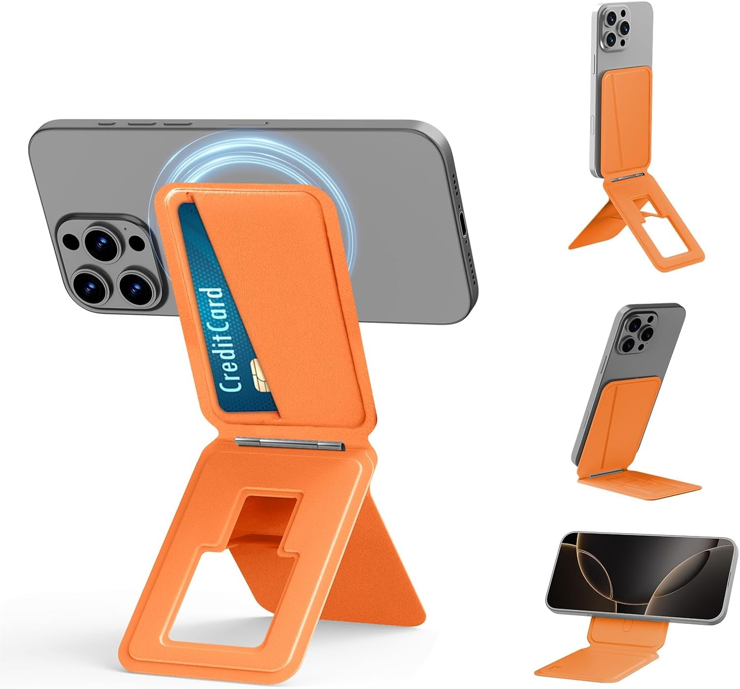 Bettdow Tripod Stand for Iphone 16/15/14/13/12 Series, Card Holder Wallet, Portable Phone Tripod Stand for Self-Vlogging, Surfing, Macro Photography, Video Calls, Phone Holder, Black