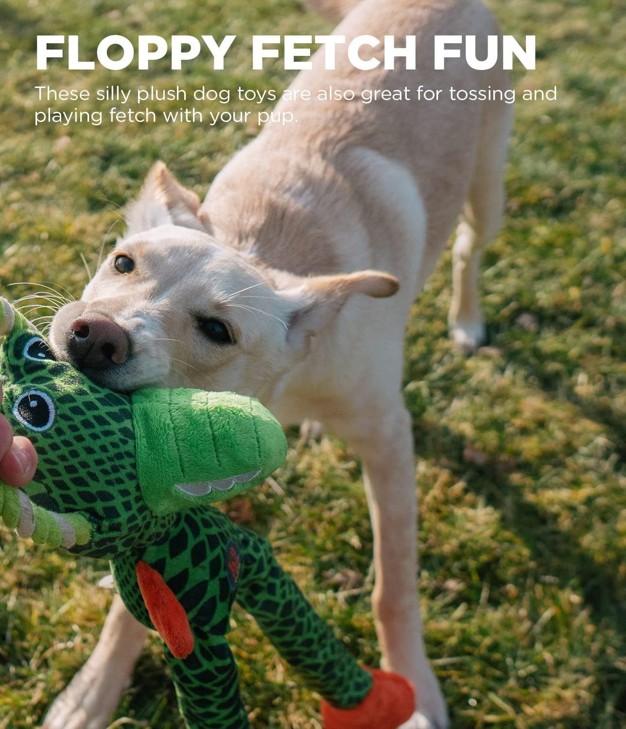 Charming Pet Thunda Tugga Plush Dog Toy - Tough and Durable Interactive Soft Animal Squeaky Tug Toy, Gorilla image number 5