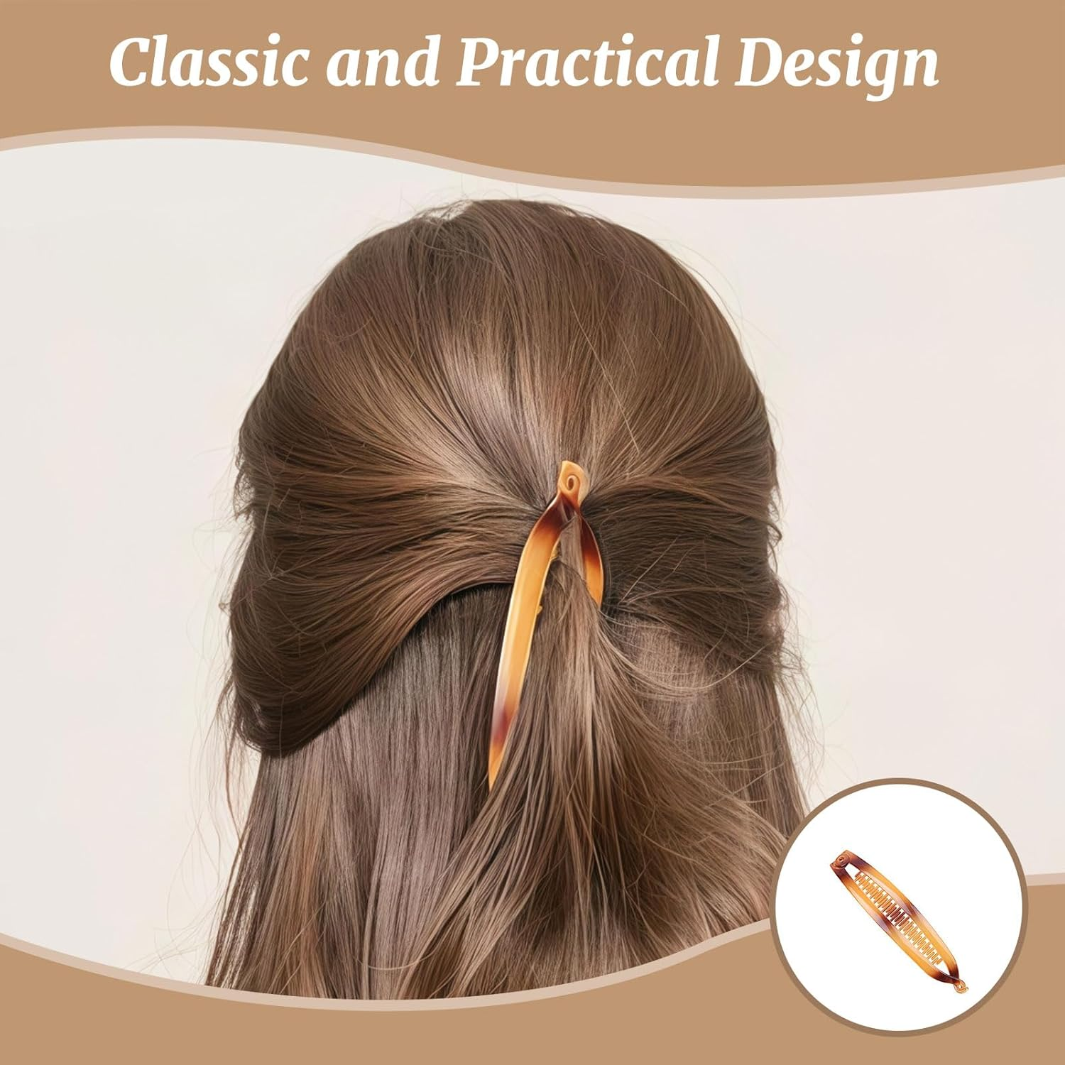 Xanthelle Banana Clip, Pack of 6 Classic Banana Clip Hair, Vintage Banana Hair Clip for Women, Hair Clip, Banana Non-Slip, Ponytail Holder image number 6