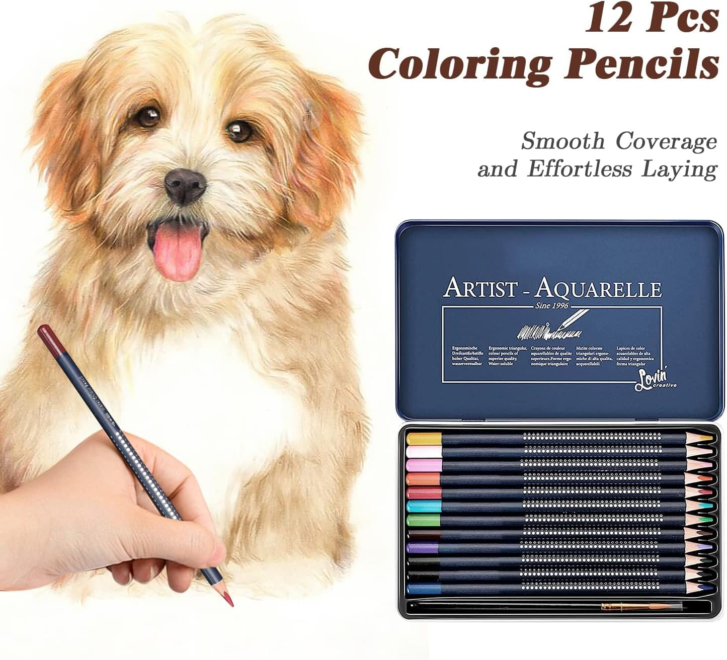 MIAOKE Table Easel, Wooden Easel, Adjustable Case Easel with 55 Pieces, Luxury Painting Case, Includes 24 Acrylic Paints Set, 12 Colouring Pencils, 10 Brush Set and Other Painting Tools image number 2