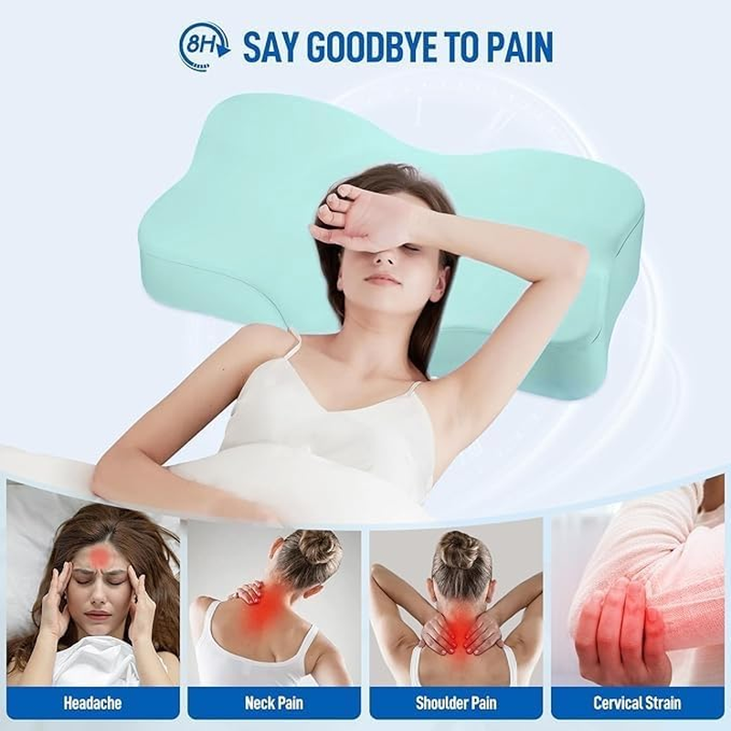 Pain Free Aussies Cervical Pillow &ndash; Ergonomic Memory Foam Contour Pillow for Neck Pain Relief, Neck & Shoulder Support &ndash; Ideal for Side, Back, and Stomach Sleepers image number 1