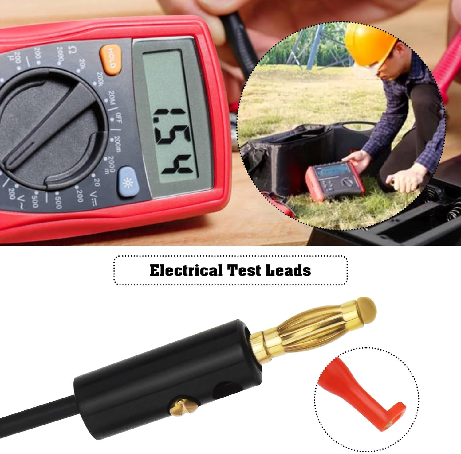 4Pcs 4Mm Banana Plug Micro Gripper Test Hook Clamp Gold Plated Connection Wire for Multimeter Electrical Testing Laboratory Application Red and Black image number 3