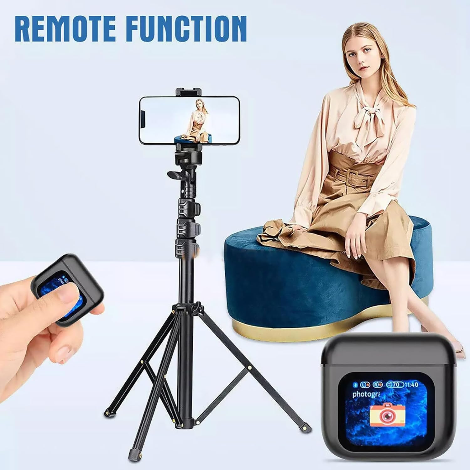 BT5.4 Wireless Earphones LCD Touchscreen Stereo Sound Noise Reduction Support Multi-Language Remote Control Find Earbuds