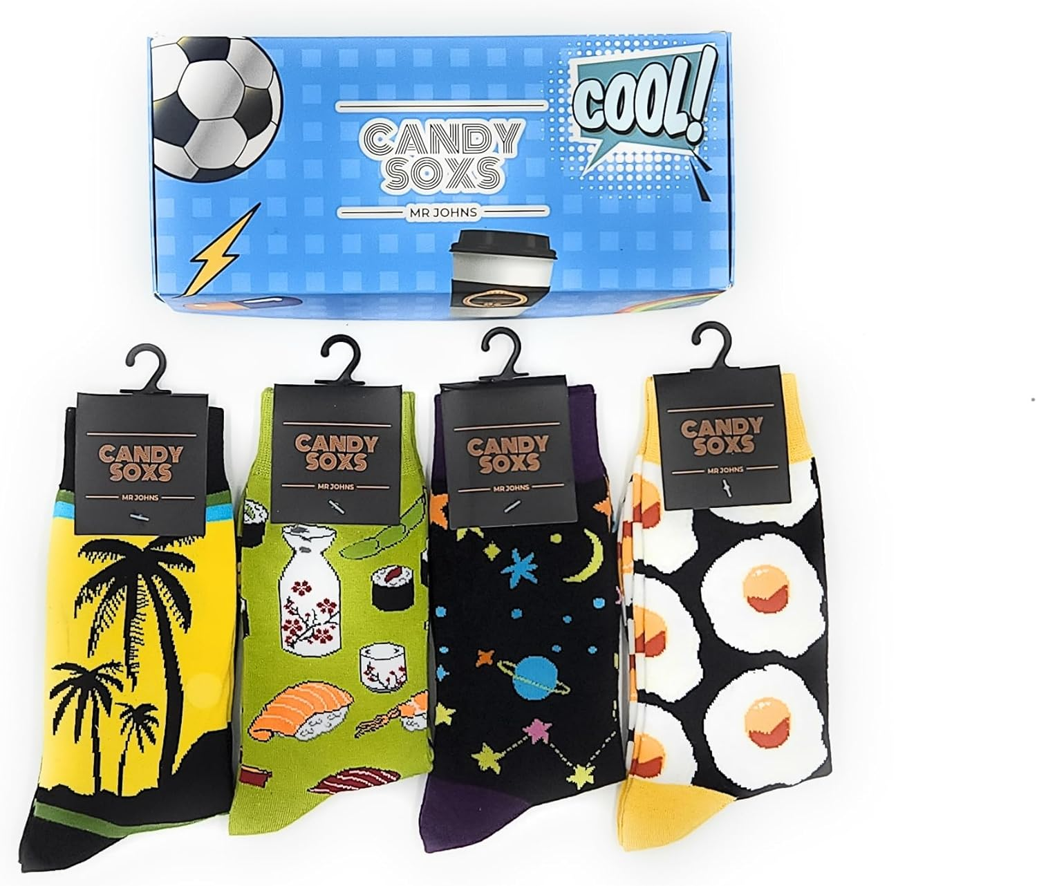 CANDY SOXS Gift Box Sets - 4 Pairs Universal Size Meduuim to Large Socks for Men Women Teenagers image number 2
