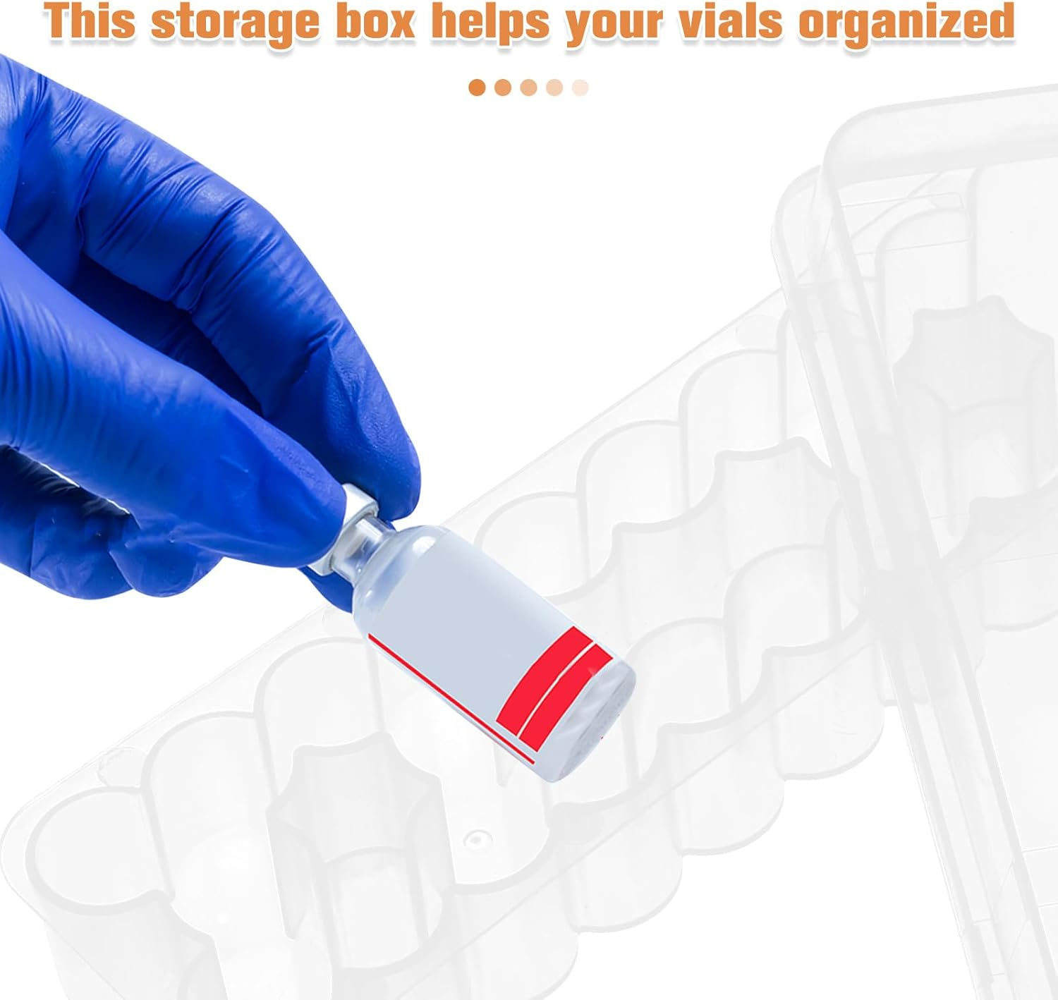 Sewroro Plastic Vial Storage Box, 3Ml Freezer Vial Microtube Organizer Case, 24 Slot Clear Storage Container, for Essential Oils, Home and Laboratory Use image number 1