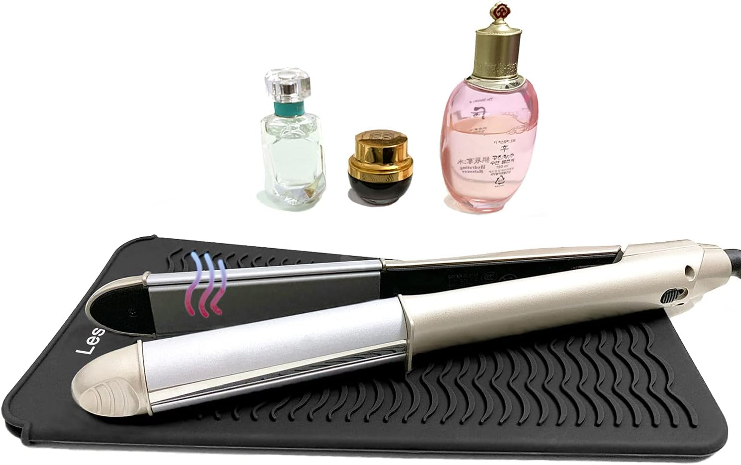 Heat-Resistant Silicone Mat Bag, Mat Cover for Curling Irons, Straighteners, Straighteners and Other Hot Hair Tools, Height 28.5 Cm and Width 14 Cm, Black image number 6