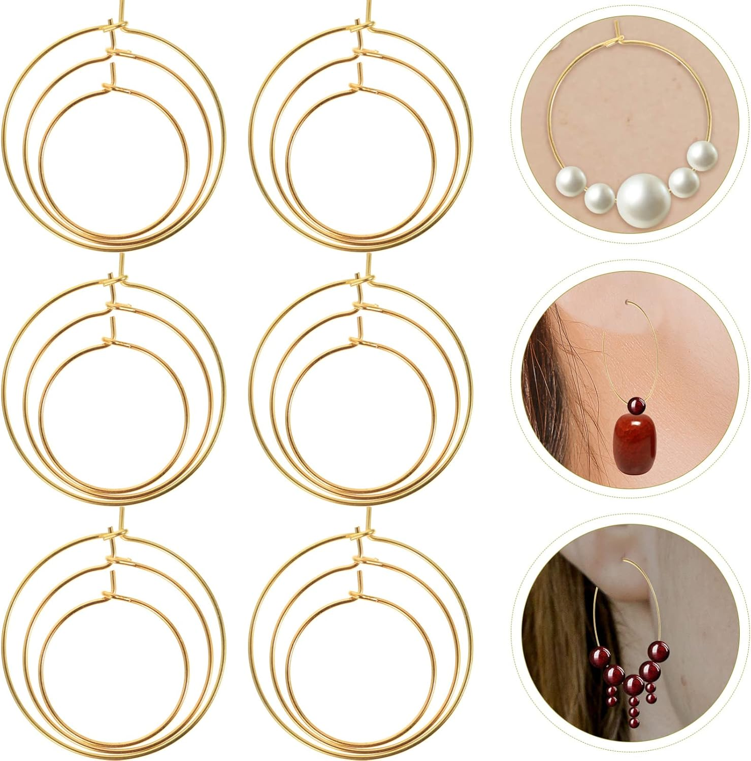 SEWACC 150Pcs Earring Hoops for Jewelry Making DIY Earring Circles round Beading Hoops Jeweley Making Finding for DIY Hoop Earrings Craft Golden - Golden image number 4