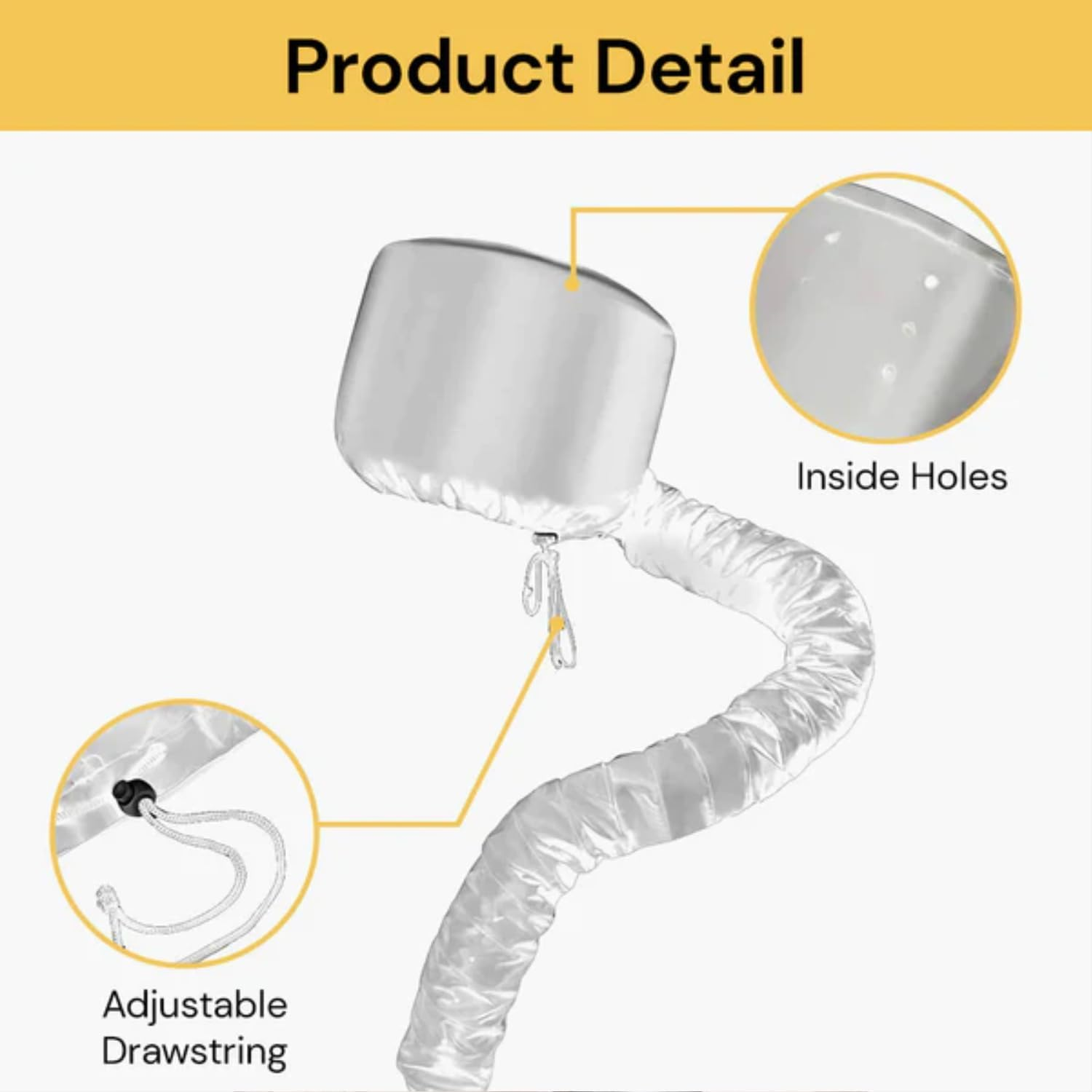 EZONEDEAL Hood Hair Dryer, Headband Integrated Reduces Heat around Ears & Neck, Adjustable Hooded Bonnet for Hand Held Hair Dryer Cap, Hair Dryer Hooded Diffuser Cap for Curly, Speeds up Drying Time