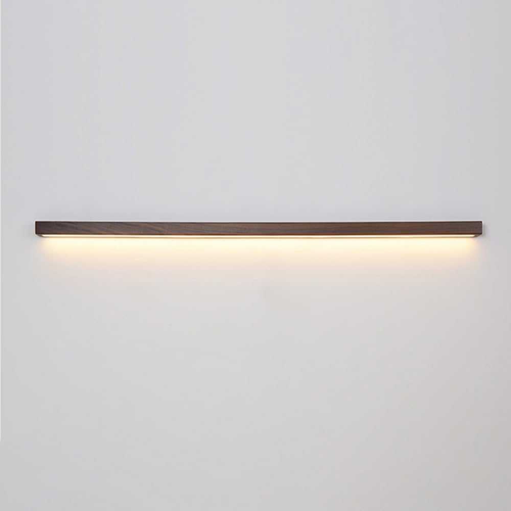LED Linear Wall Light Walnut Wall Sconce Long Strip Vanity Wall Lamp, Minimalist Wood Wall Sconces Hardwired Lighting Fixture for Mirror Bedroom Living Room Hallway 3 Color Mode XXZ image number 3