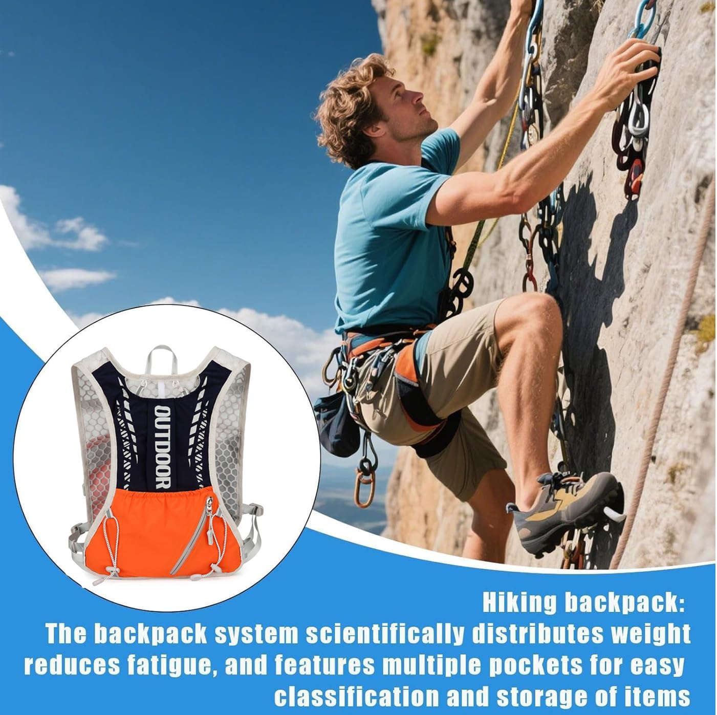 Outdoor Hydration Vest, Water Flow Backpack (Including 1.5L Water Bag and 2 500Ml Soft Water Bottles), Suitable for Off-Road, Cycling, Jogging, Fitness, Travel, Mountaineering, Sports Equipment image number 2