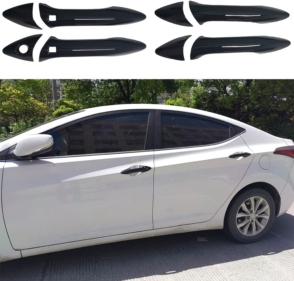AOKIO Compatible with 2012 2013 2014 2015 2016 Hyundai Elantra Accessories Door Handle Cover Trim (Glossy Black with Smart Keyhole)