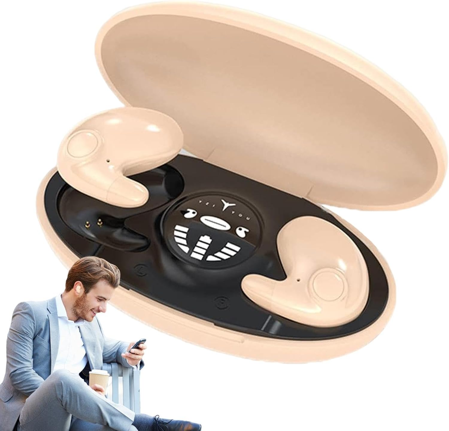1 Set Wireless Invisible Earbuds - Invisible in Ear Headphones, Wireless Flat Earbuds | Sleep Headphones with Microphone, Comfortable Touch Control Ear Buds for Sleeping Small Ear Canals image number 1