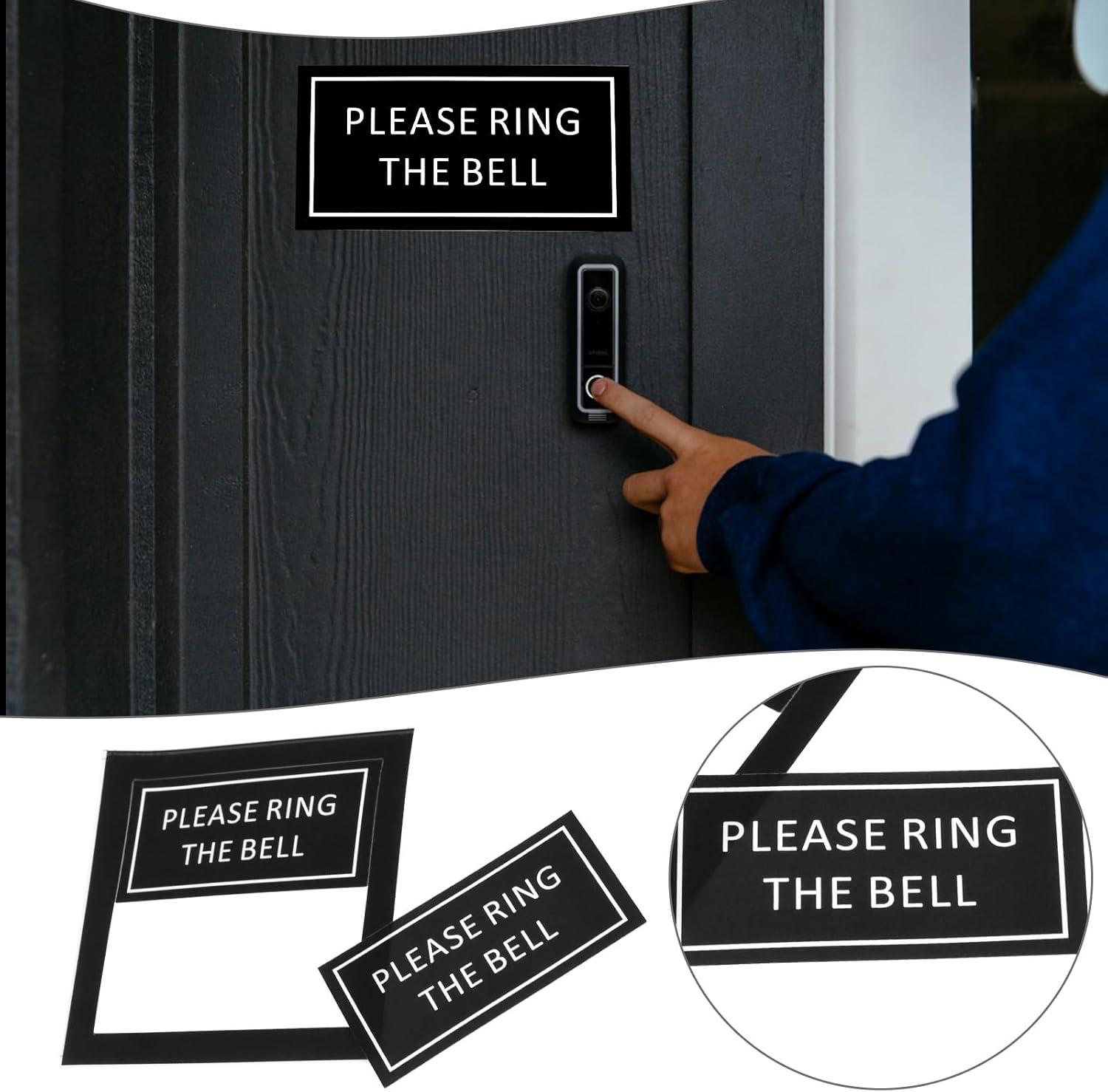 Ecsing 10Pcs Please Ring the Bell Sticker Fade Resistant Please Ring Doorbell Sign for Home Business Office Store 60X30Mm Black image number 4