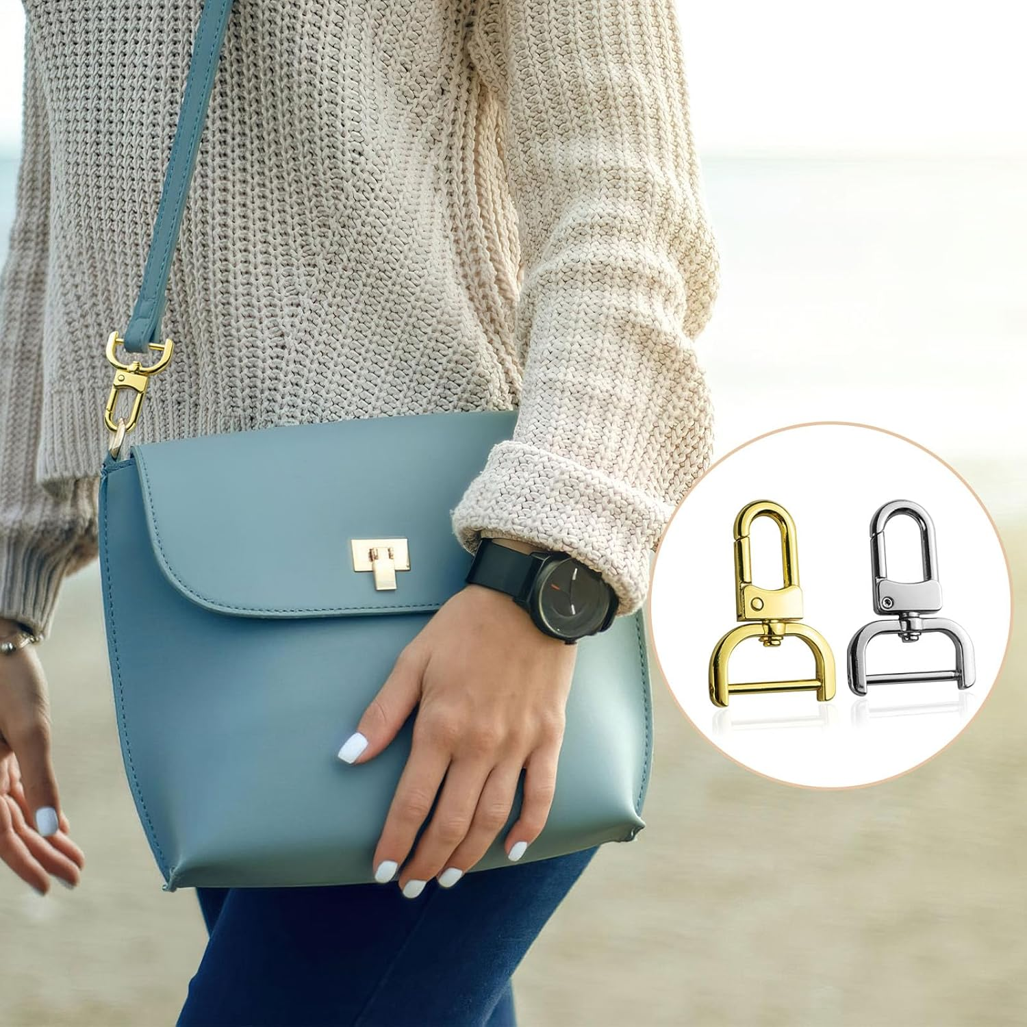 9 PCS Swivel Snap Hooks Detachable Snap Hook Swivel Clasp Purse Strap Clip Bag Making Supplies and Hardware (Colorful) image number 3