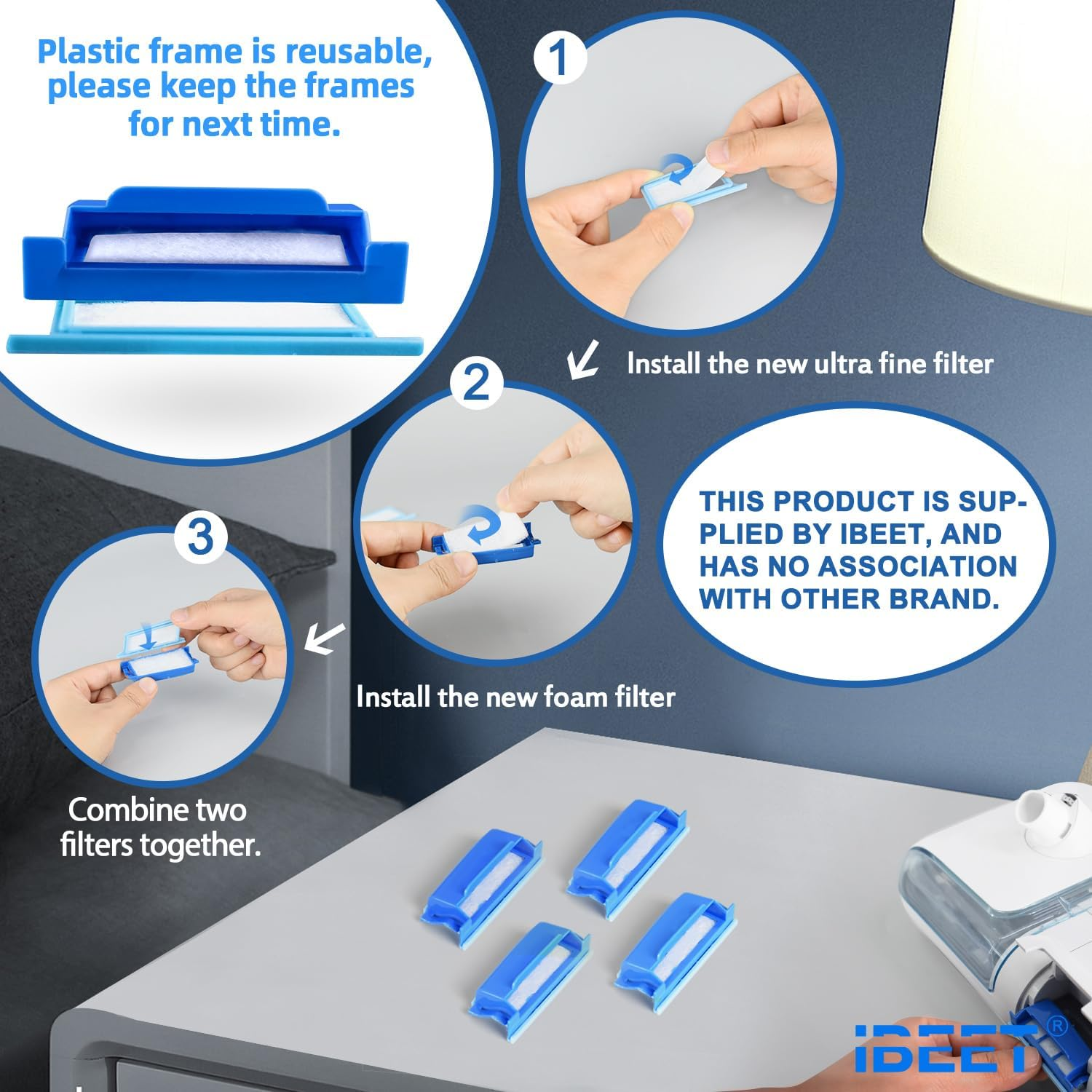 52PCS CPAP Filters for Philips Respironics Dreamstation Filters Supplies, Include 6 Assembled Filters for Philips Respironics Dreamstation Filter Accessories, 20 Ultra-Fine Filters+20 Foam Filters image number 1