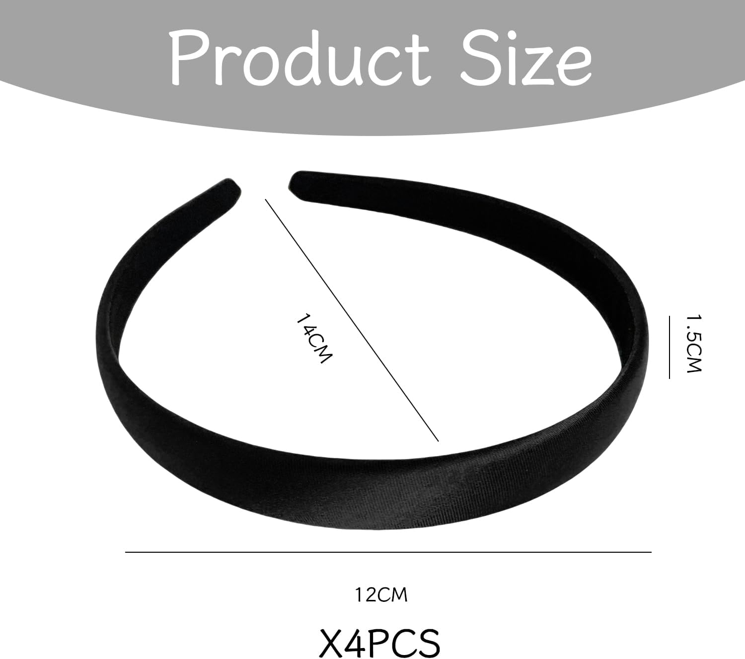 Pack of 4 Wide Brimmed Black Hair Bands, Hairstyle and Dressing Accessories, Broken Hair and Bangs Fixed Hairpin, Suitable for Daily Washing and Makeup Scenes image number 1