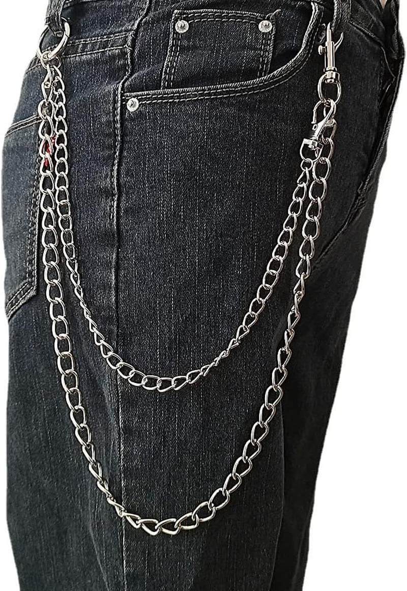 Layered Pant Chains Goth Accessories Wallet Chains Pocket Chains Jean Chain Silver Body Chain Belt for Women Girls Men image number 2