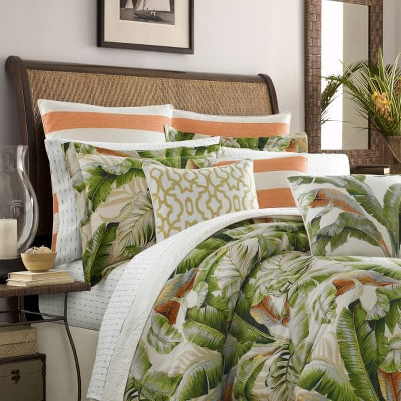 Tommy Bahama - California King Comforter Set, Cotton Sateen Bedding with Matching Shams & Bedskirt, Home Decor for All Seasons (Palmiers Green, California King) image number 4
