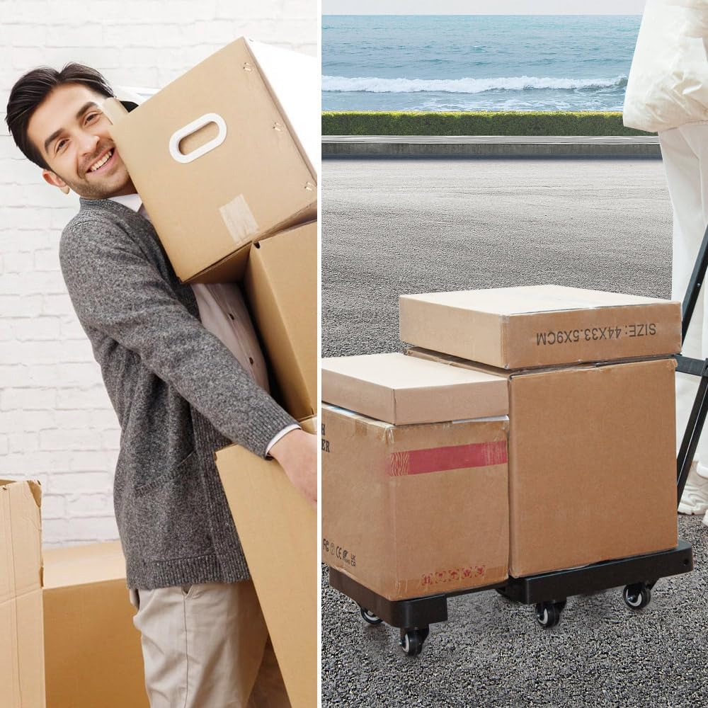 ALSTON 6-Wheel Folding Hand Truck Heavy Duty Collapsible Trolley with Elastic Strap Triple-Axle All-Terrain Design Moving RV Camping Warehouse, 227Kg Capacity image number 5